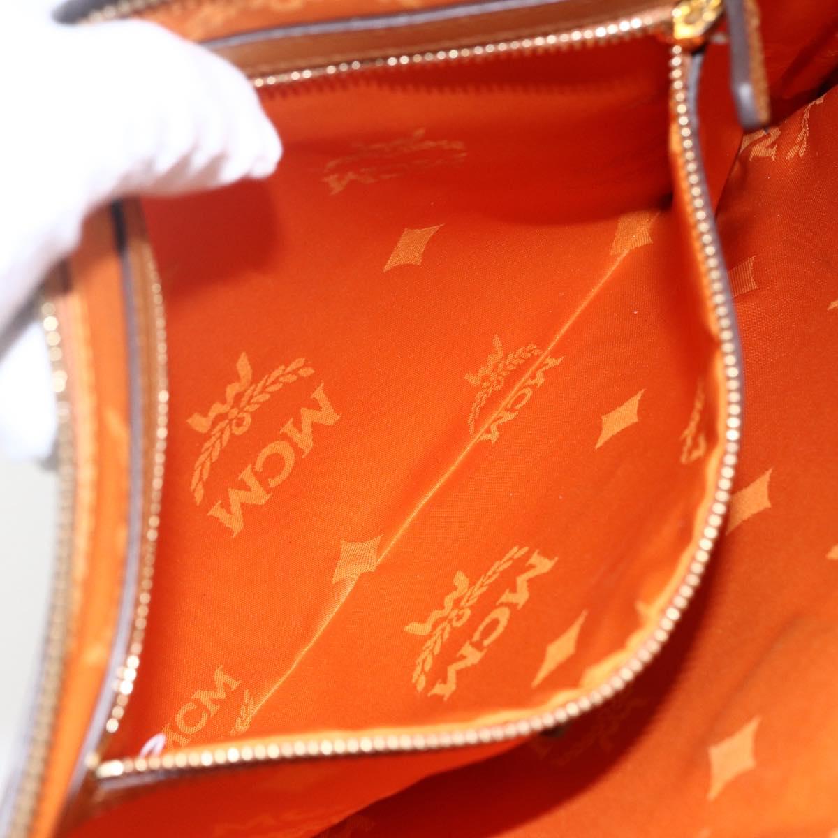 MCM Logogram Vicetos Clutch Bag PVC Leather Brown Gold Auth kk624