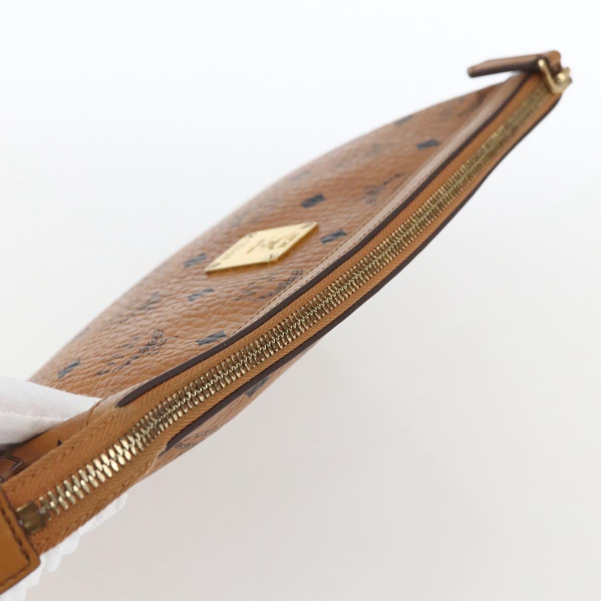 MCM Logogram Vicetos Clutch Bag PVC Leather Brown Gold Auth kk624