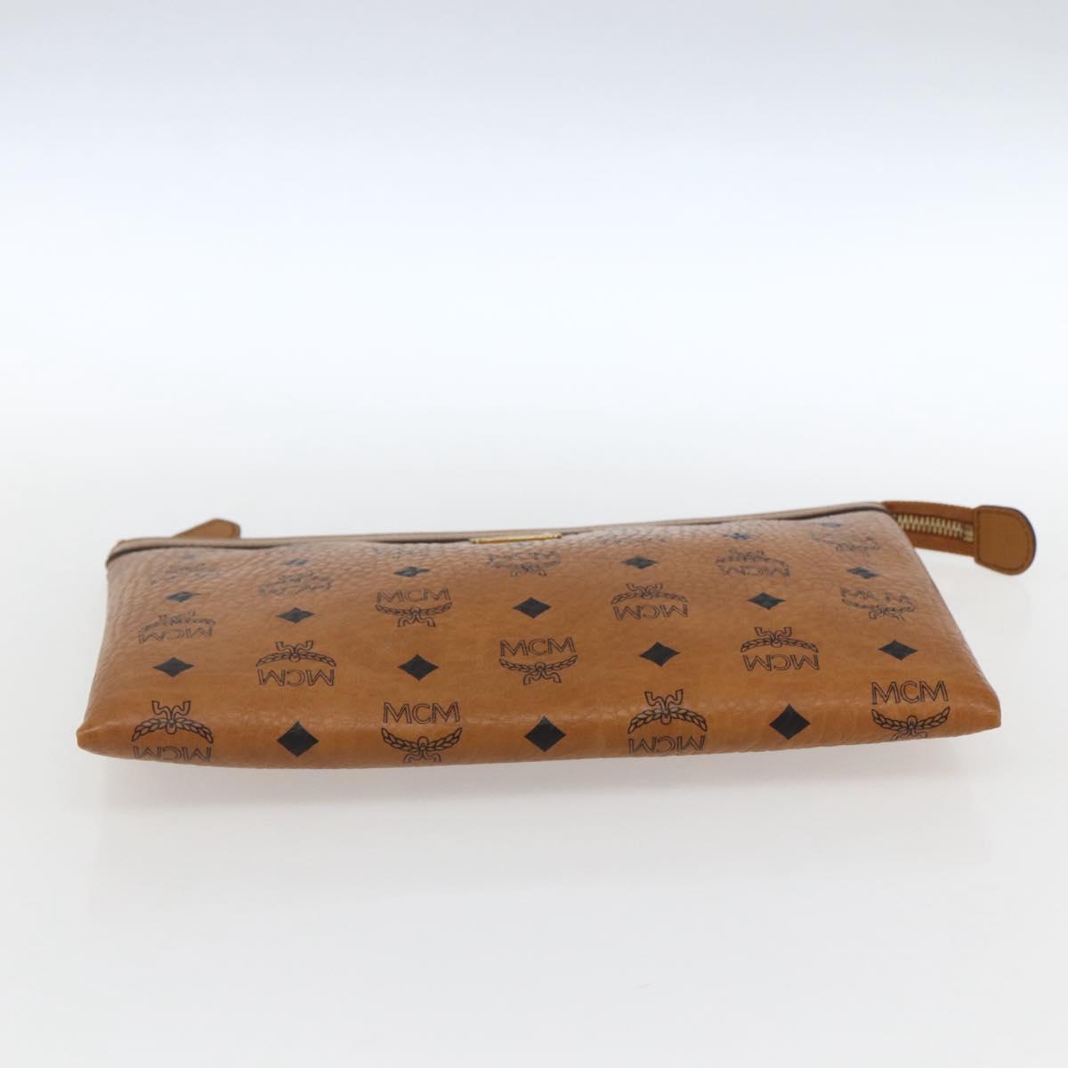 MCM Logogram Vicetos Clutch Bag PVC Leather Brown Gold Auth kk624