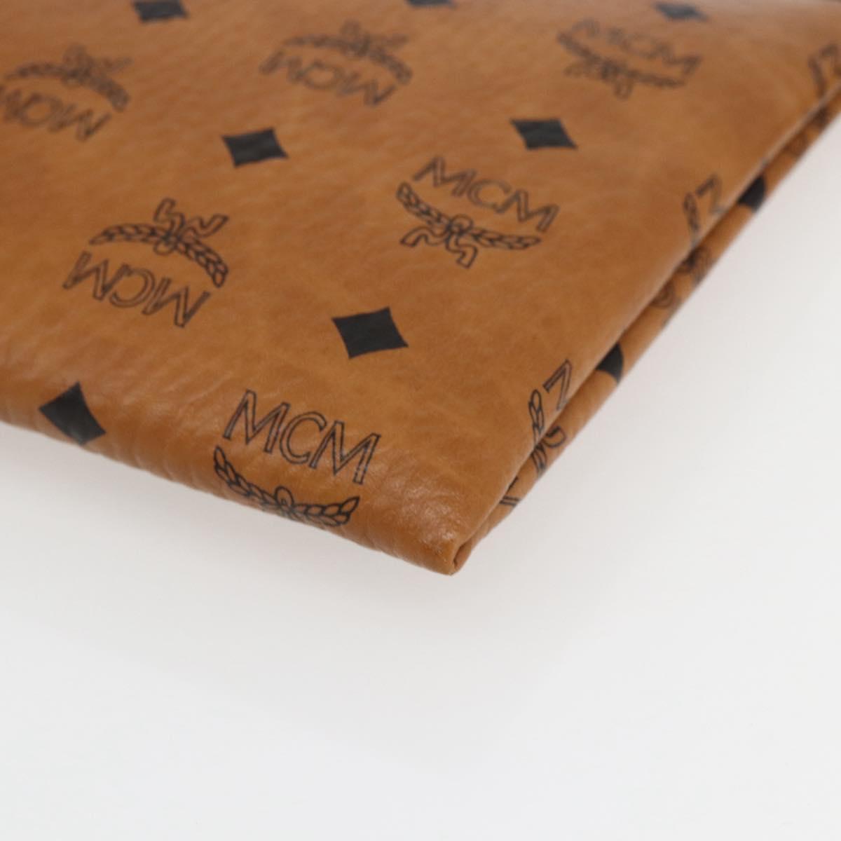MCM Logogram Vicetos Clutch Bag PVC Leather Brown Gold Auth kk624
