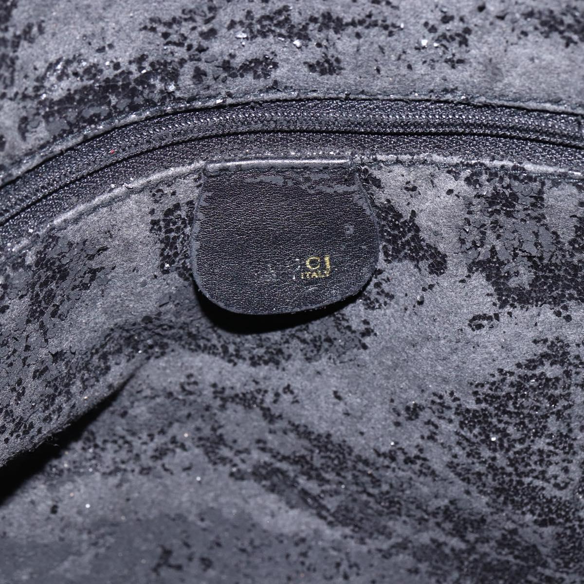 GUCCI Bamboo Shoulder Bag Leather 2way Black Gold 001 1577 2615 Auth kk629