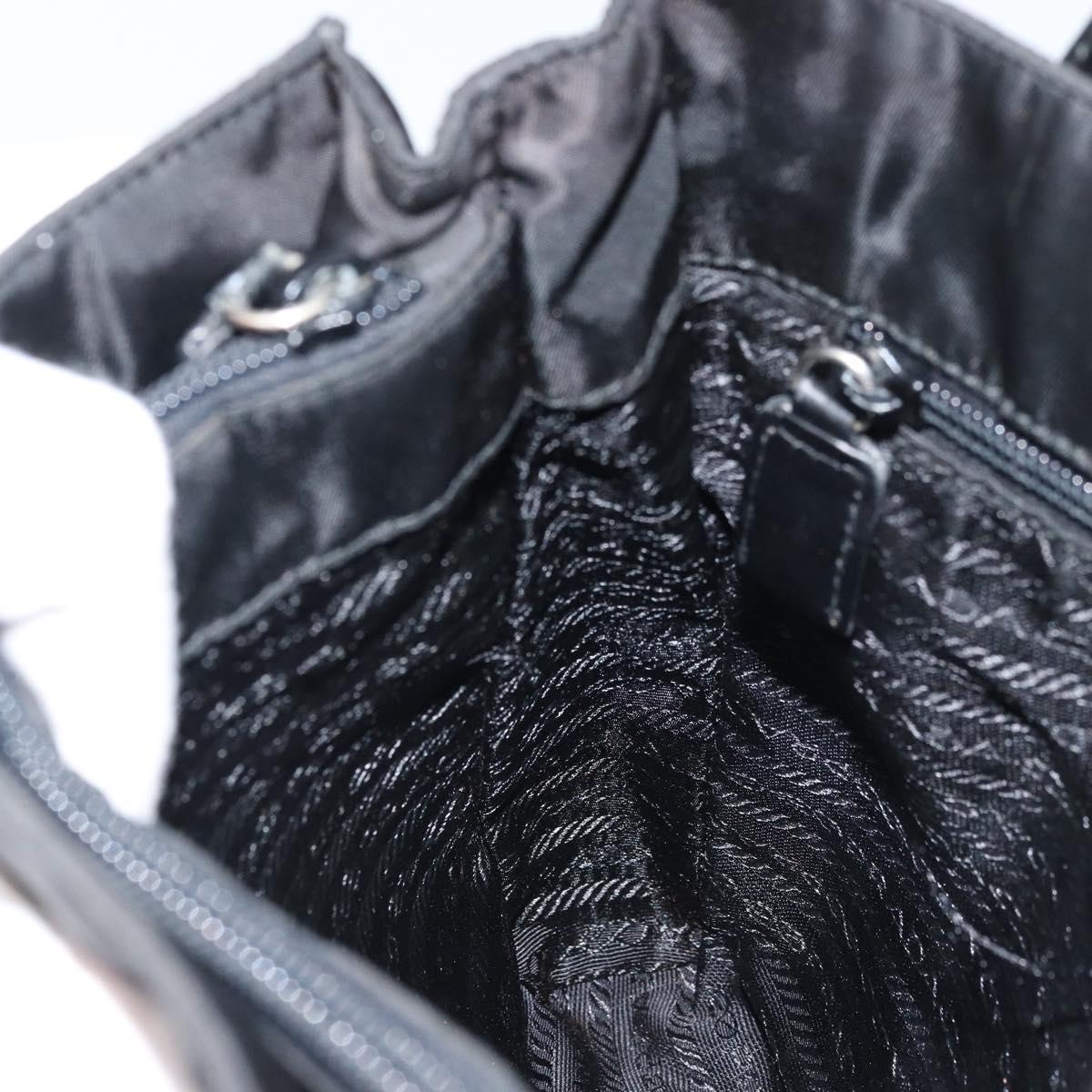 PRADA Hand Bag Nylon Black Silver Auth kk630