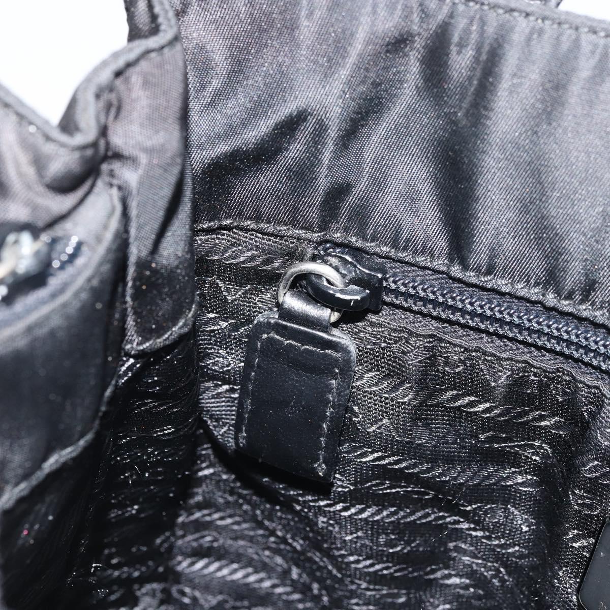 PRADA Hand Bag Nylon Black Silver Auth kk630