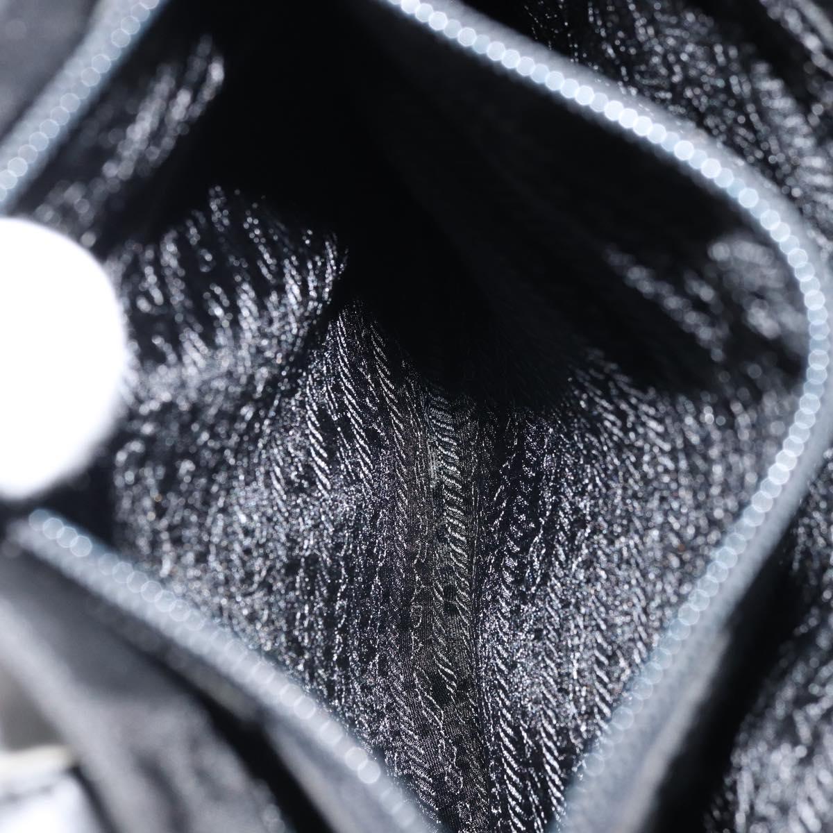 PRADA Hand Bag Nylon Black Silver Auth kk630