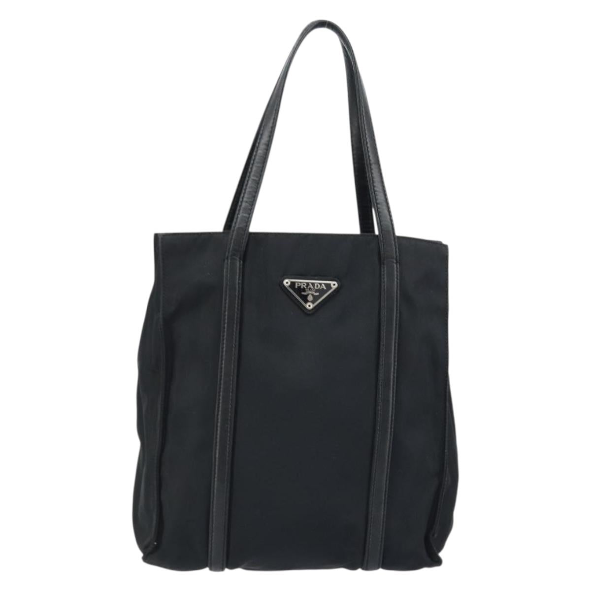 PRADA Hand Bag Nylon Black Silver Auth kk630