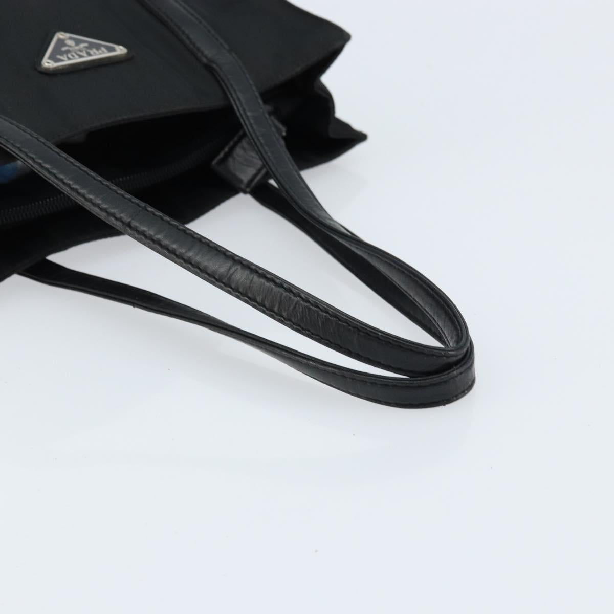 PRADA Hand Bag Nylon Black Silver Auth kk630