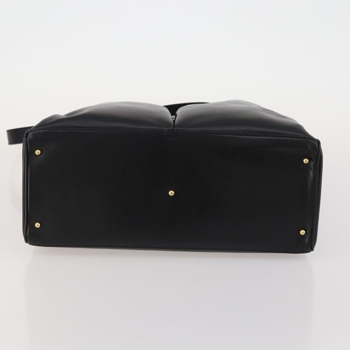 GUCCI Bamboo Hand Bag Leather 2way Black Gold 002 2855 0322 0 Auth kk631