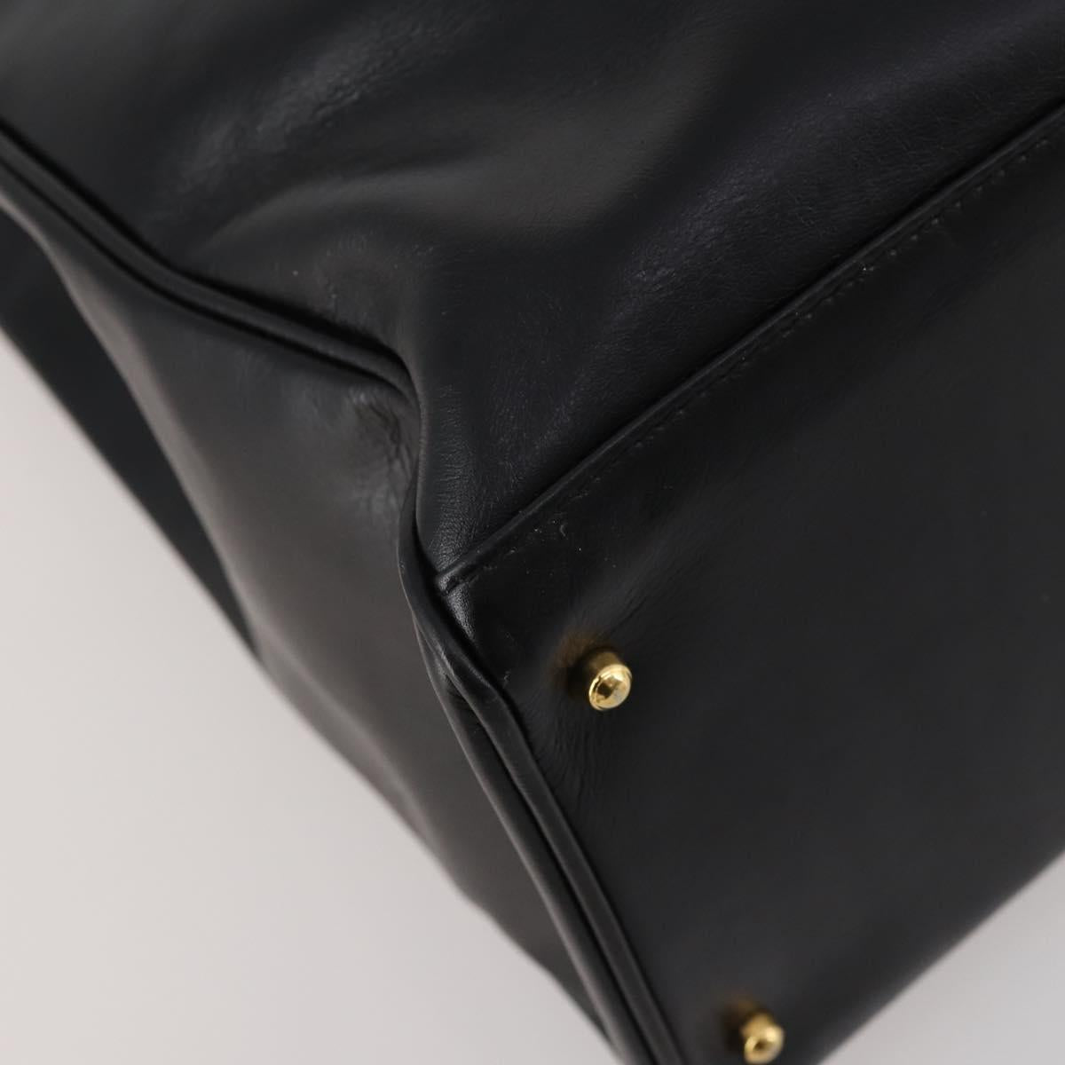 GUCCI Bamboo Hand Bag Leather 2way Black Gold 002 2855 0322 0 Auth kk631