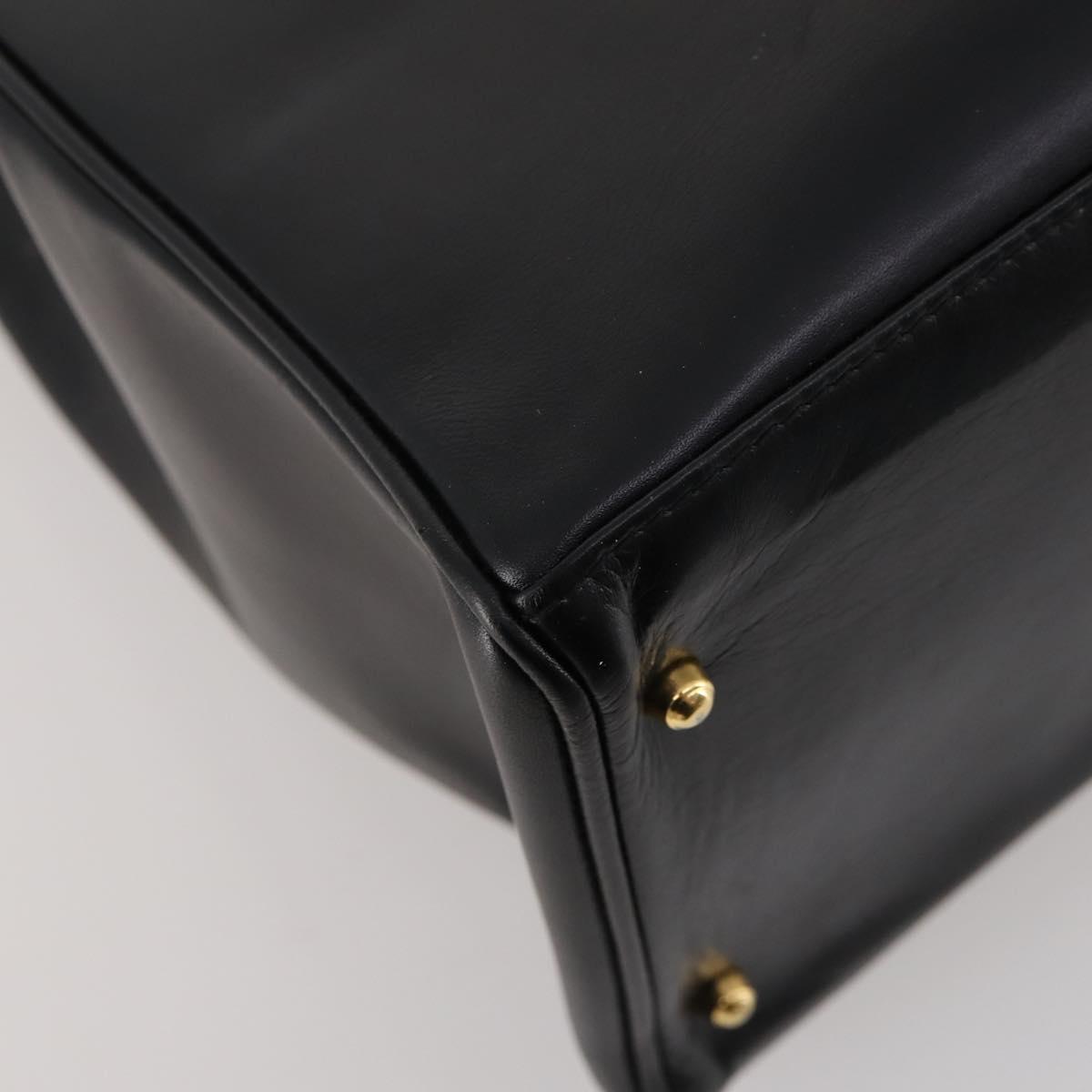 GUCCI Bamboo Hand Bag Leather 2way Black Gold 002 2855 0322 0 Auth kk631