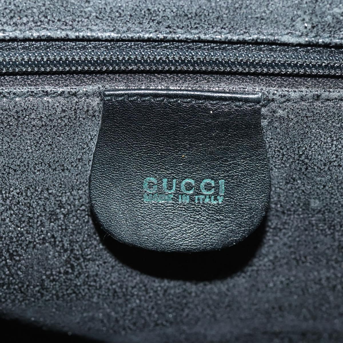 GUCCI Bamboo Hand Bag Leather 2way Black Gold 002 2855 0322 0 Auth kk631