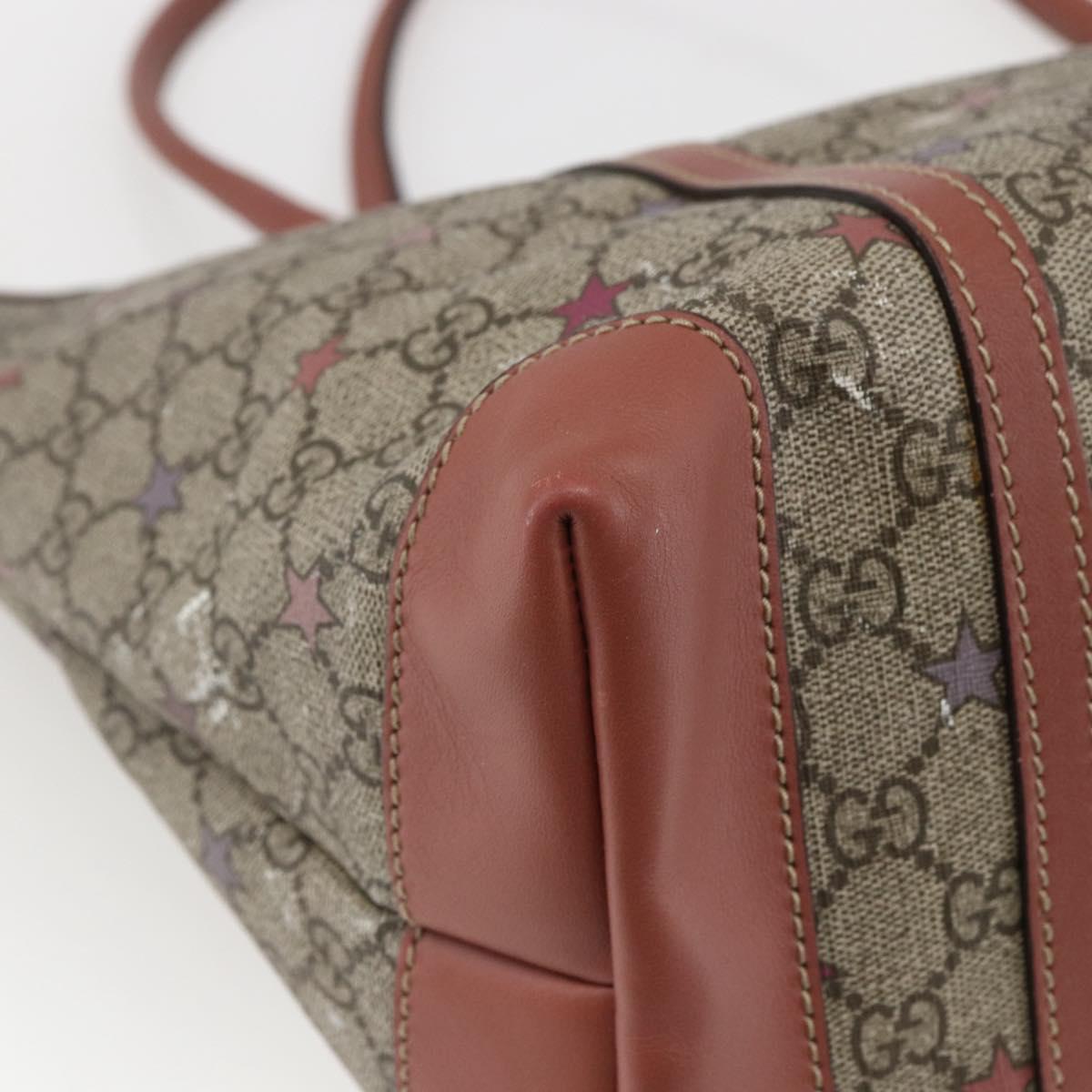 GUCCI GG Supreme Tote Bag PVC Beige Gold 197953 Auth kk637