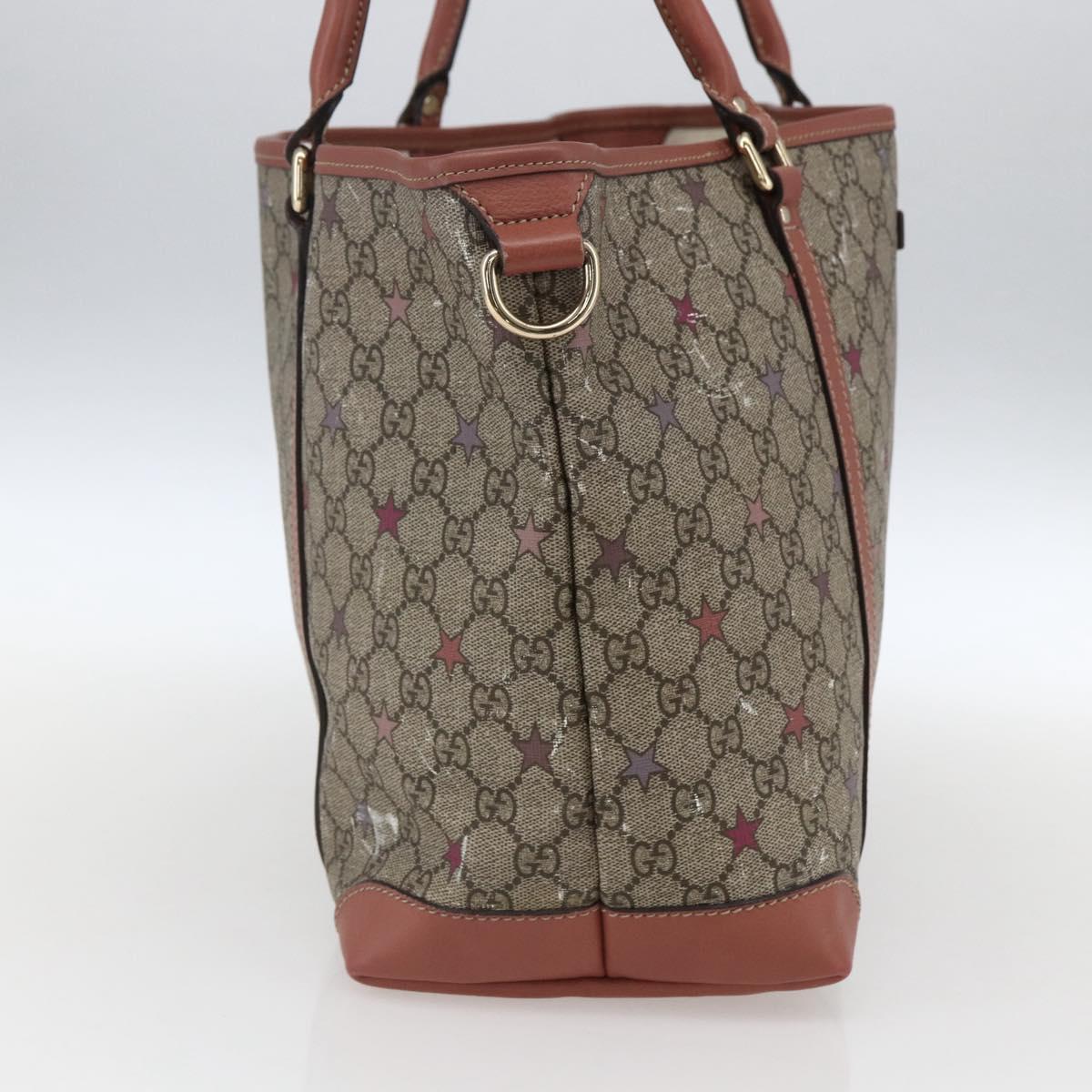 GUCCI GG Supreme Tote Bag PVC Beige Gold 197953 Auth kk637