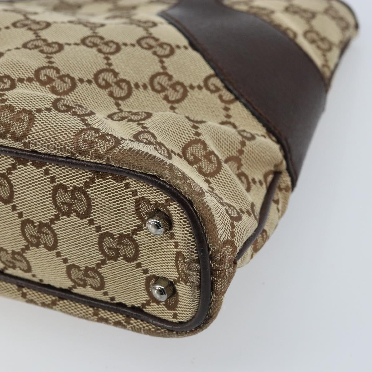 GUCCI GG Canvas Tote Bag Beige Silver 113015 Auth kk644
