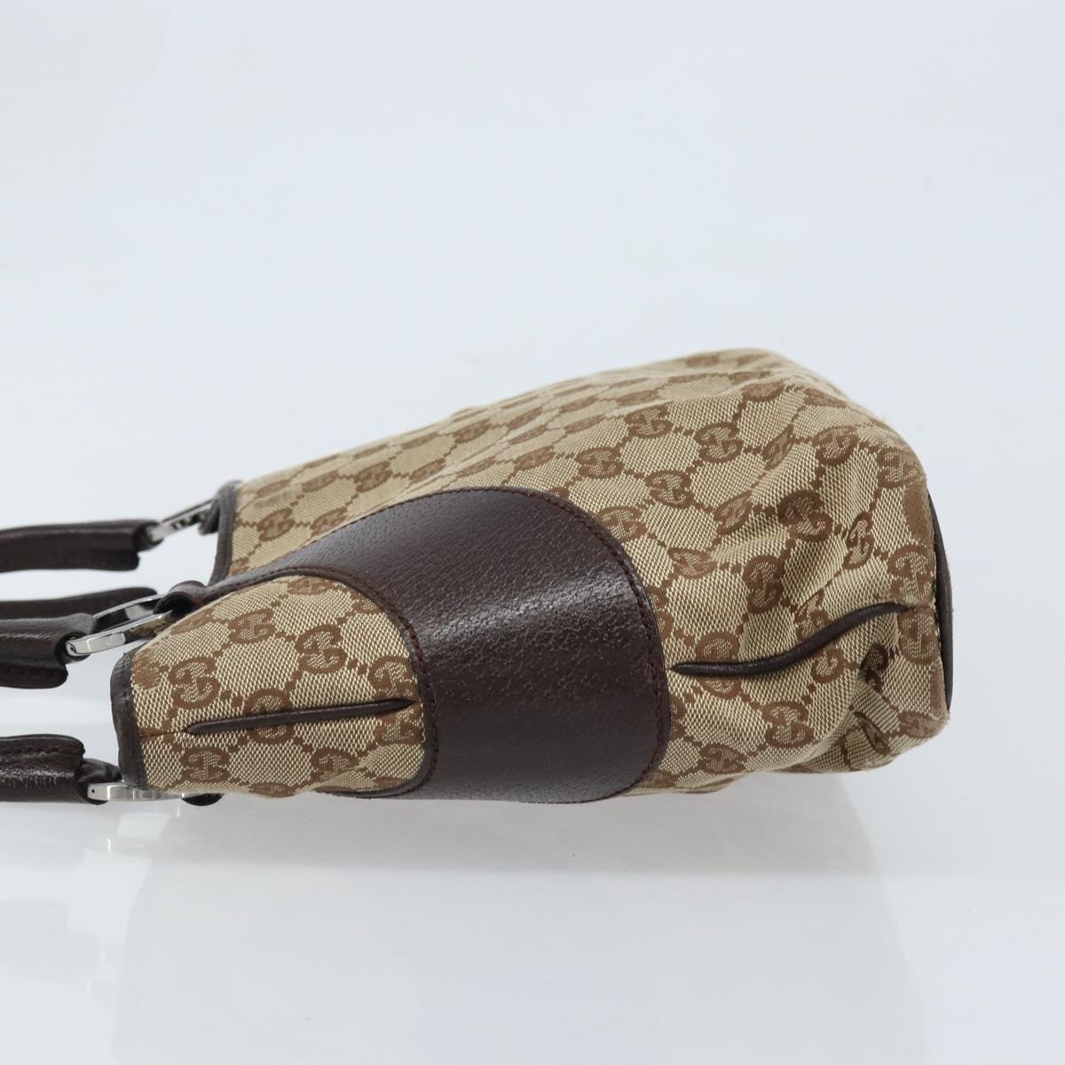 GUCCI GG Canvas Tote Bag Beige Silver 113015 Auth kk644