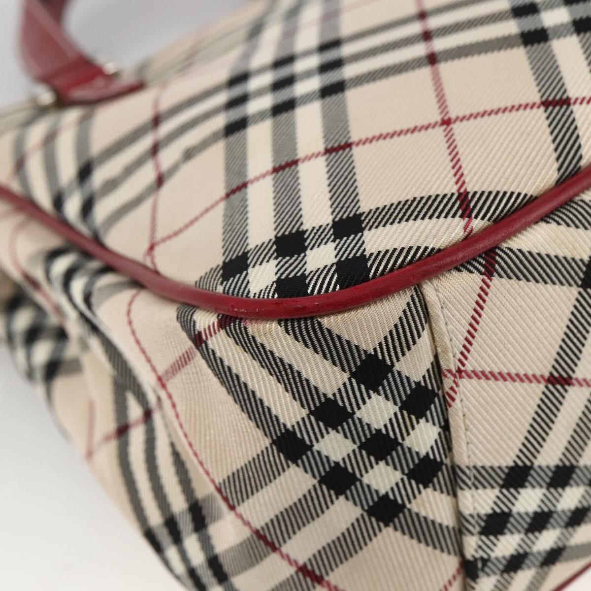 BURBERRY Nova Check Black label Hand Bag Nylon Silver Beige Auth kk648