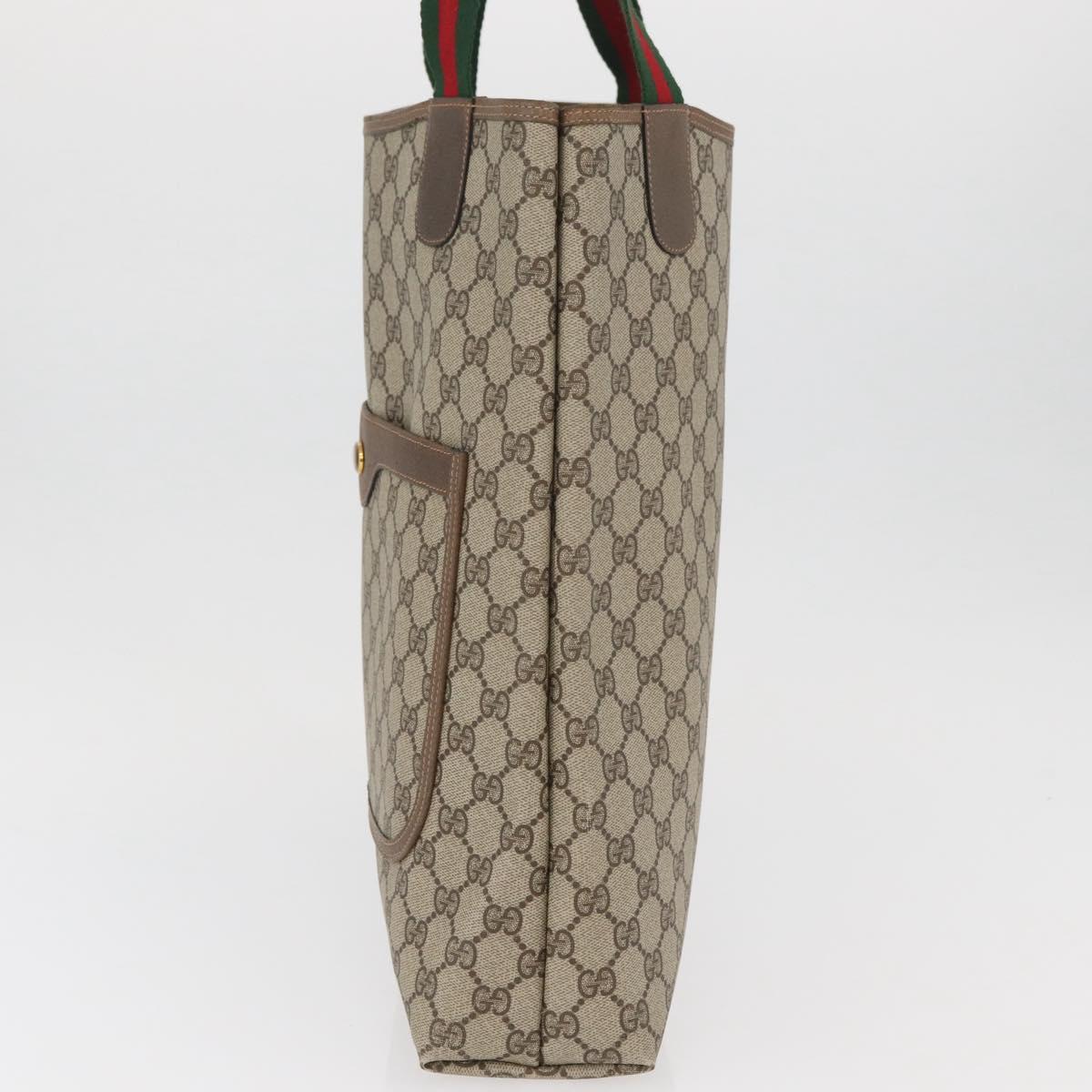 GUCCI GG Supreme Web Sherry Line Tote Bag PVC Beige Red 39 02 003 Auth kk650A