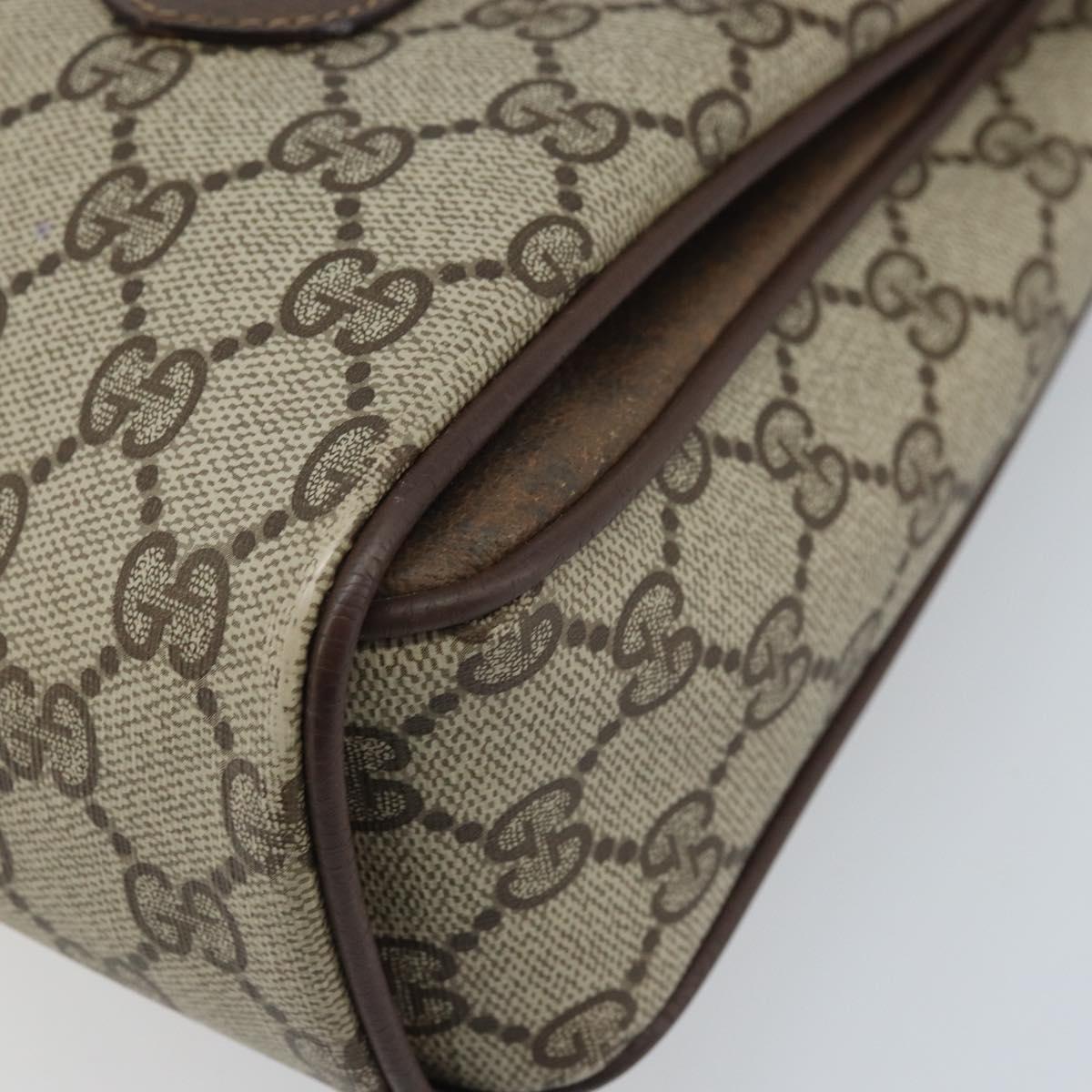 GUCCI GG Supreme Hand Bag PVC Gold Beige 116 02 080 Auth kk651