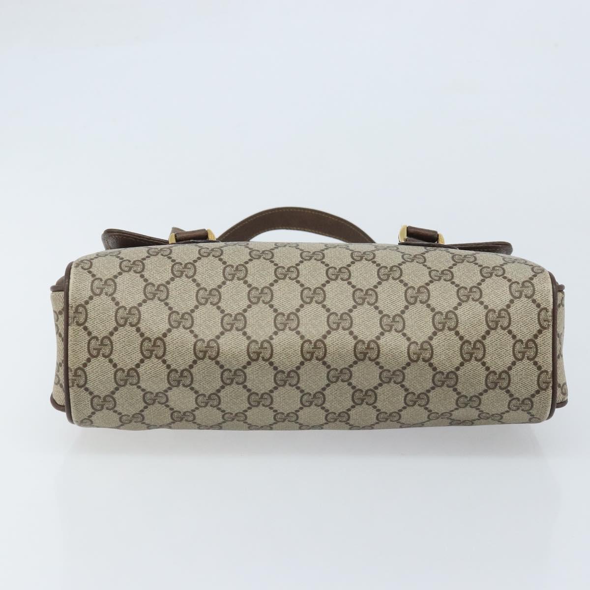 GUCCI GG Supreme Hand Bag PVC Gold Beige 116 02 080 Auth kk651