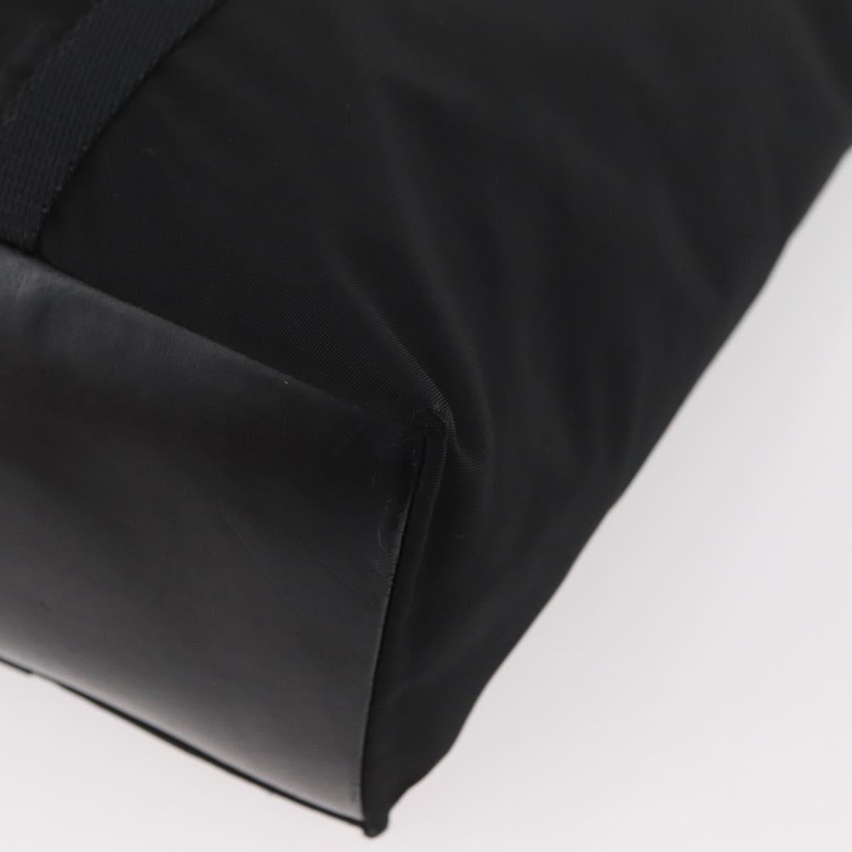 PRADA Tote Bag Nylon Black Silver Auth kk655