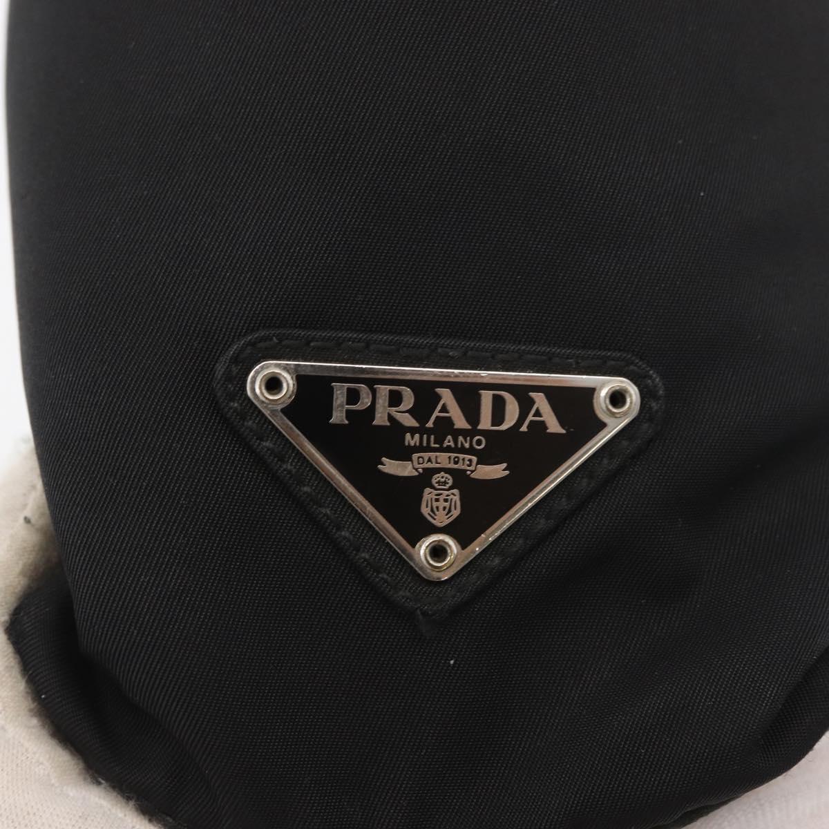 PRADA Tote Bag Nylon Black Silver Auth kk655