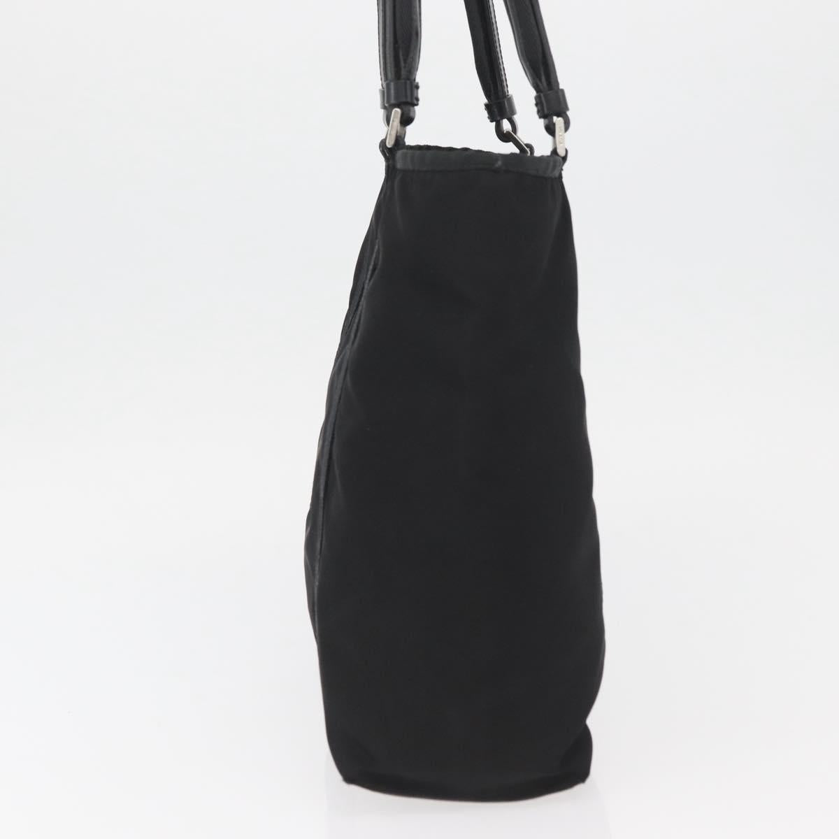 PRADA Tote Bag Nylon Black Silver Auth kk655