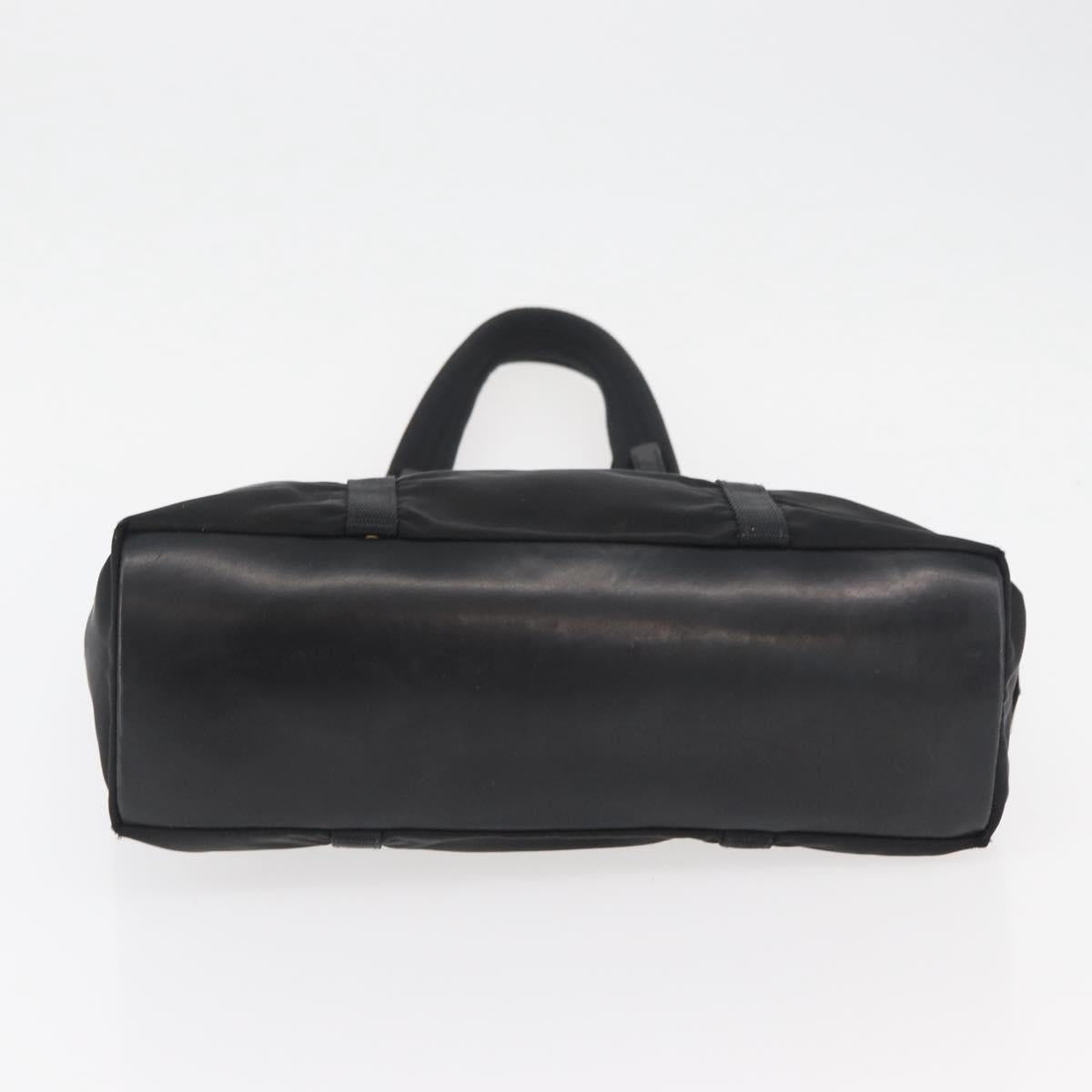 PRADA Tote Bag Nylon Black Silver Auth kk655