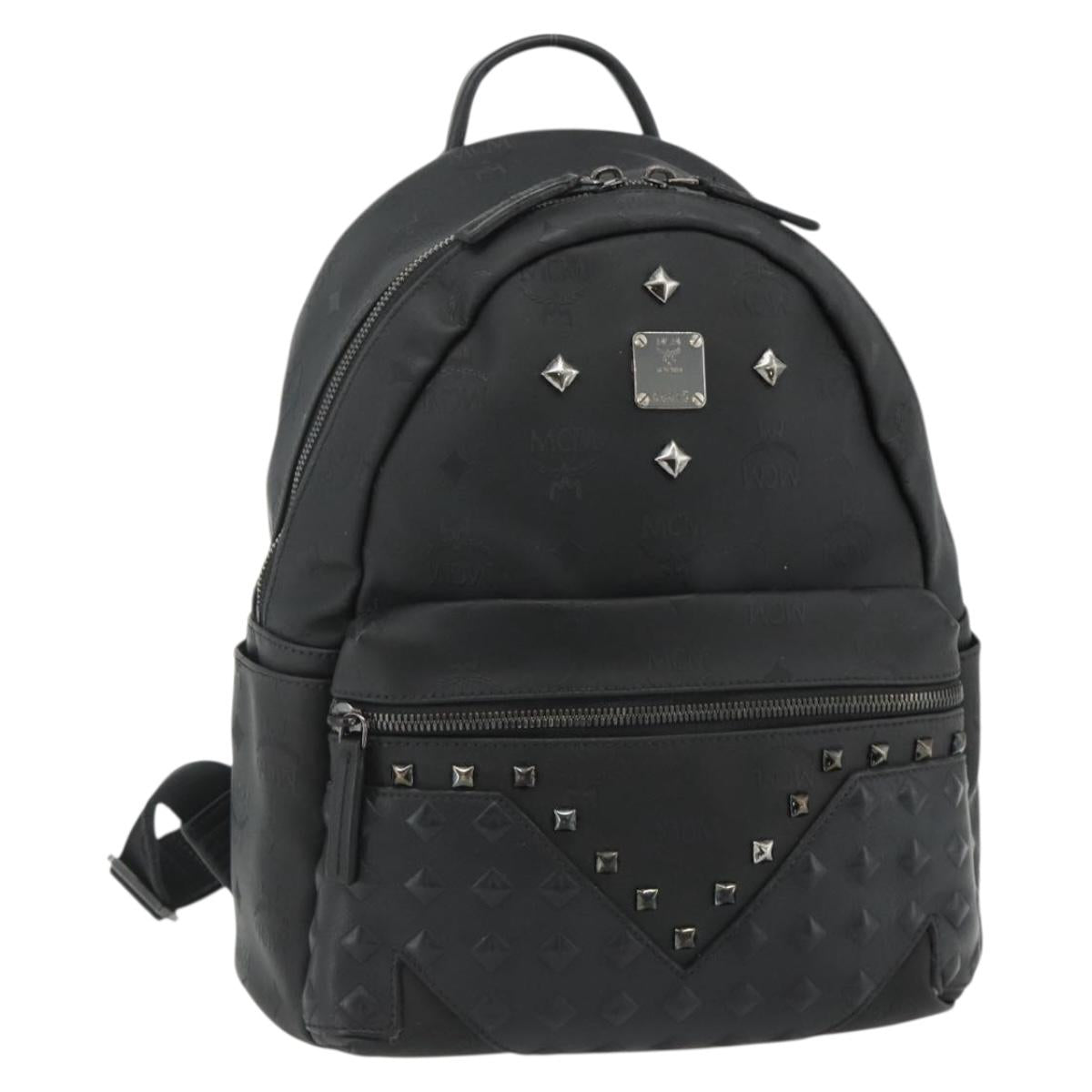 MCM Vicetos Logogram Backpack PVC Black Auth kk657A