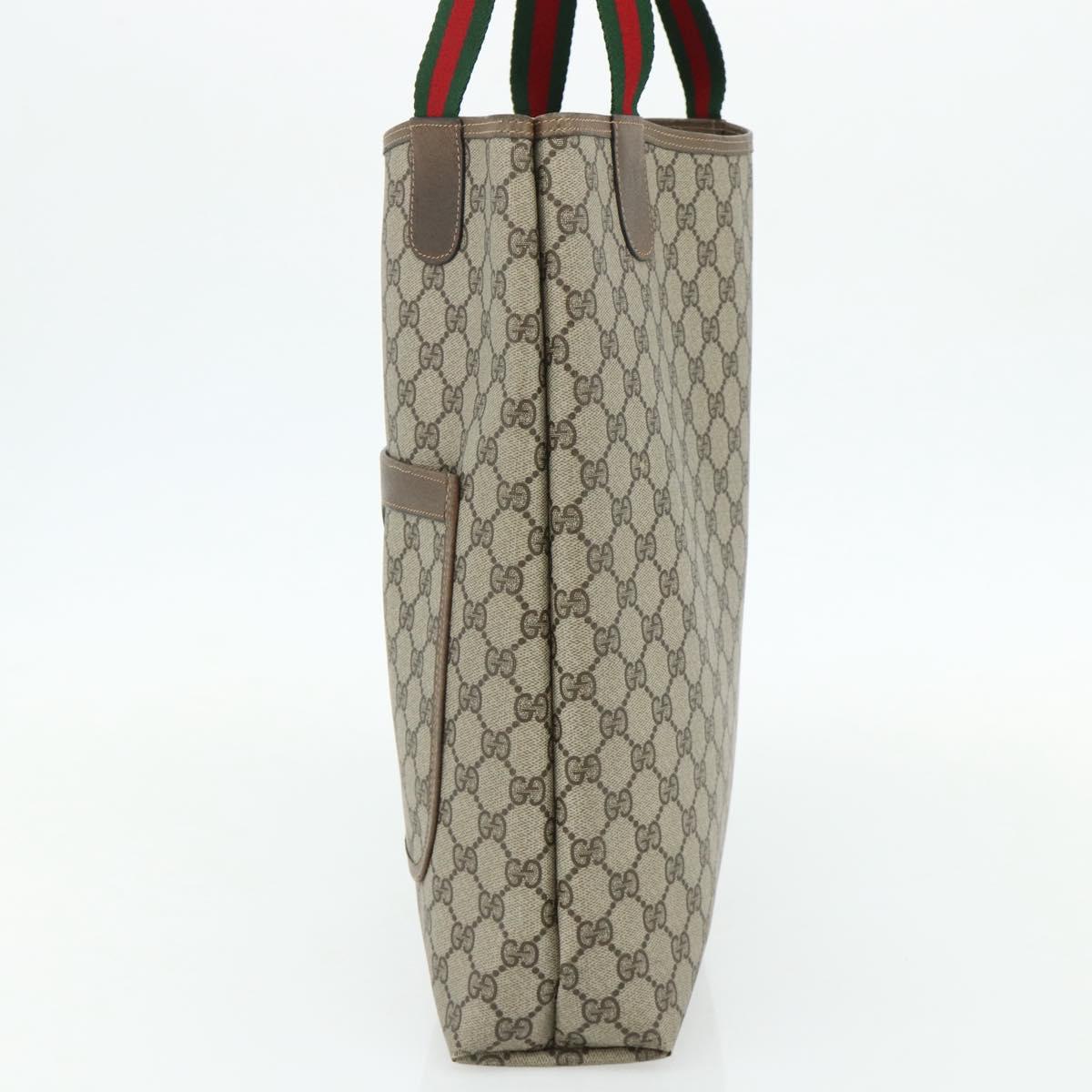 GUCCI GG Supreme Web Sherry Line Tote Bag PVC Beige Gold 39 02 003 Auth kk669A