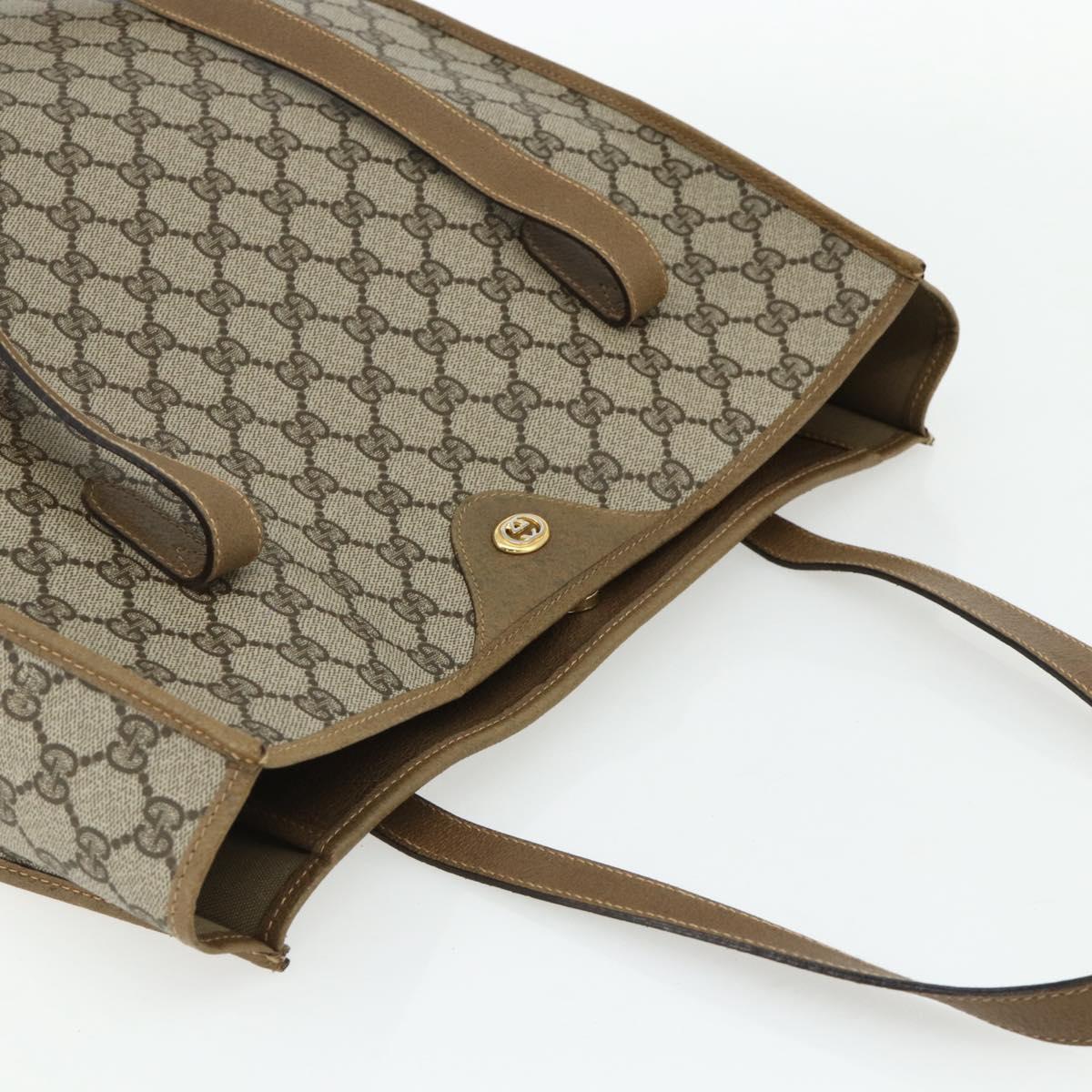 GUCCI GG Supreme Tote Bag PVC Beige Gold 40 02 998 Auth kk670