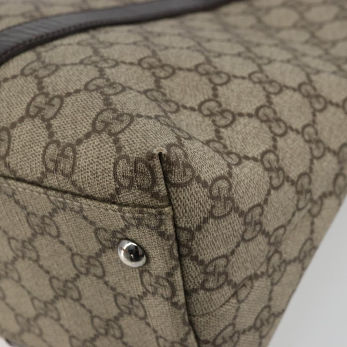 GUCCI GG Supreme Tote Bag PVC Beige Silver 114595 Auth kk671