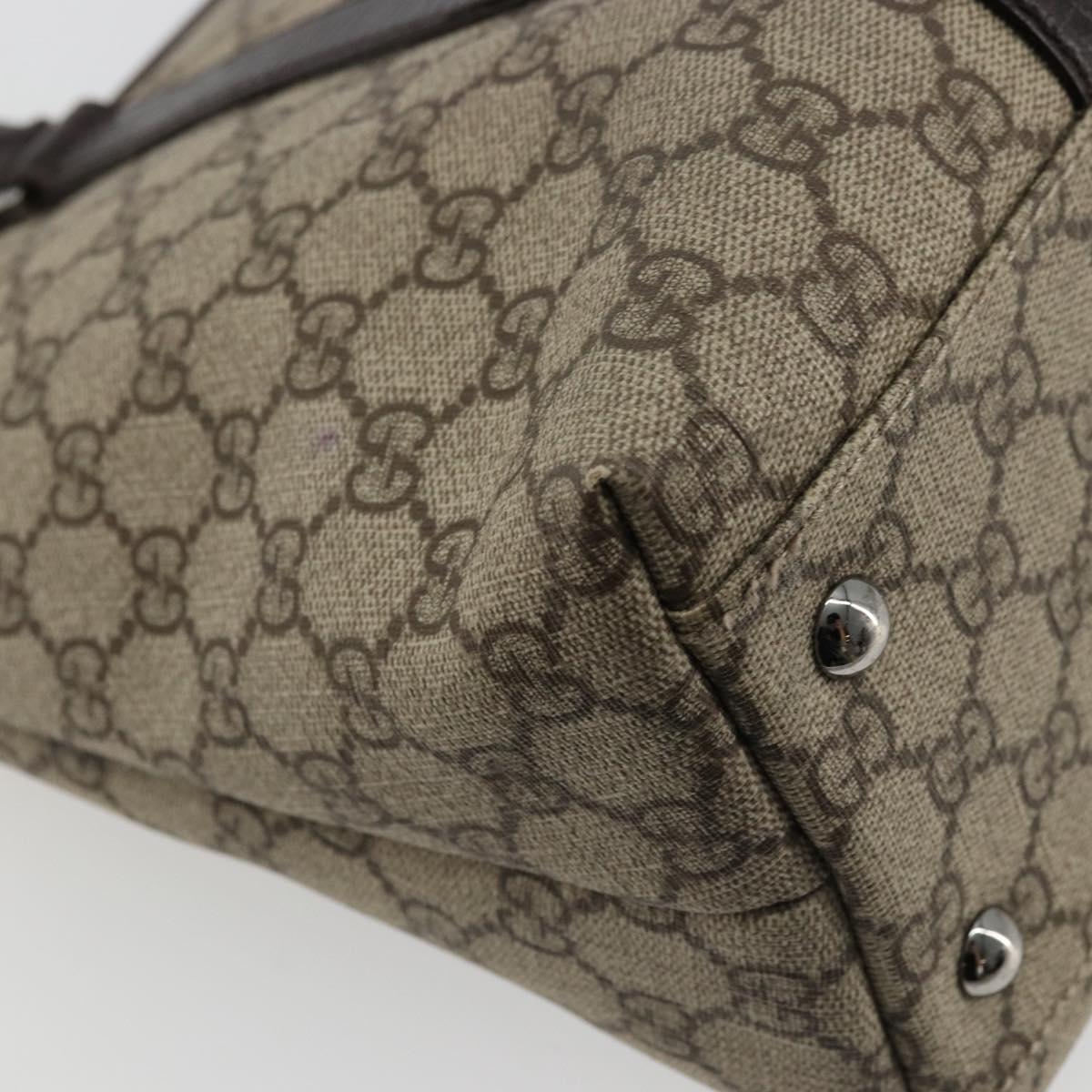 GUCCI GG Supreme Tote Bag PVC Beige Silver 114595 Auth kk671