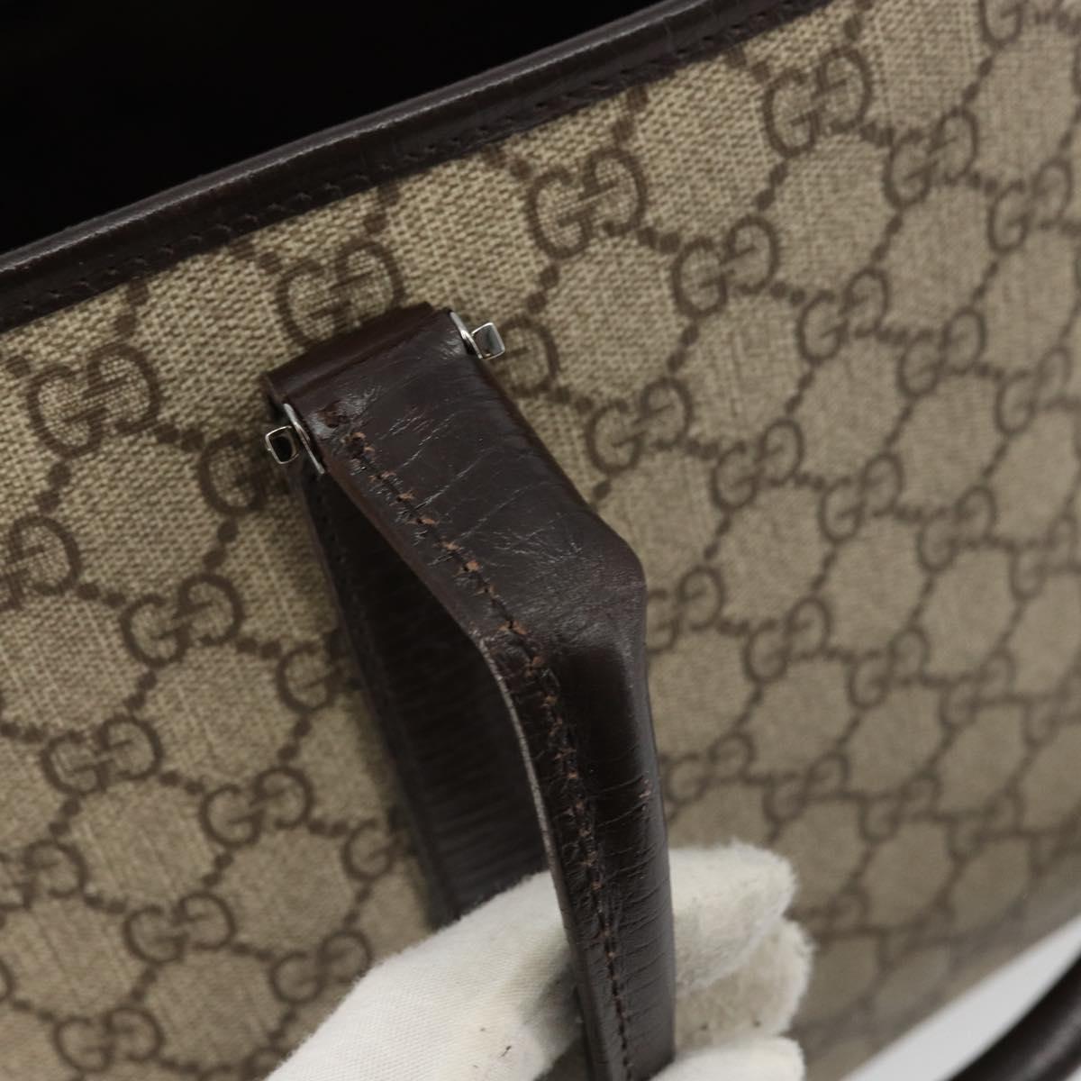 GUCCI GG Supreme Tote Bag PVC Beige Silver 114595 Auth kk671