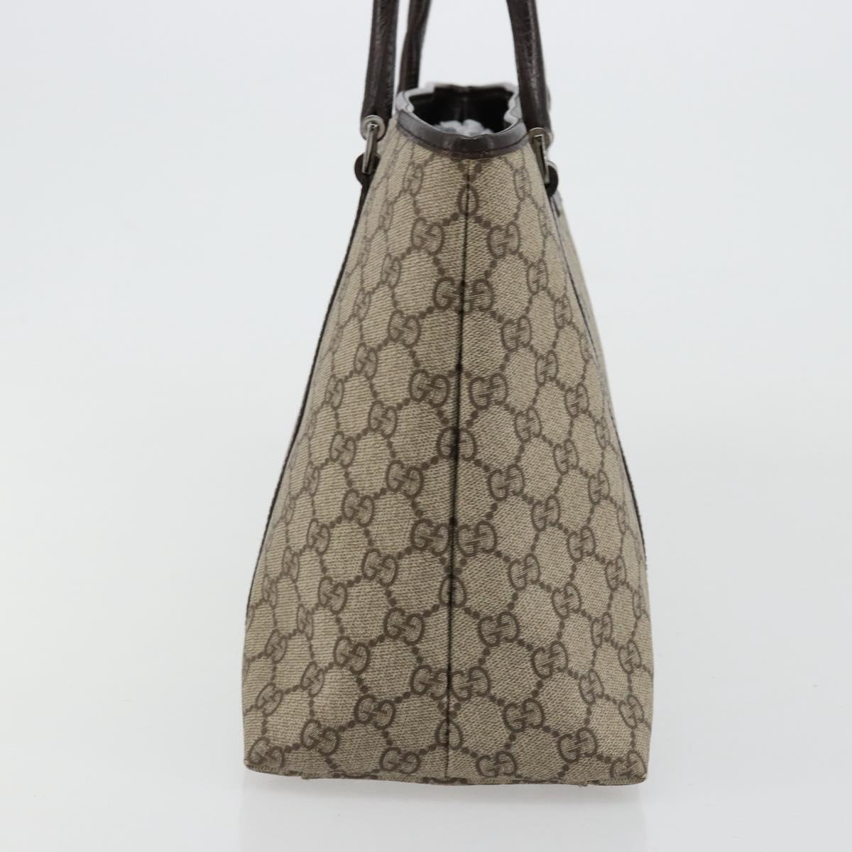 GUCCI GG Supreme Tote Bag PVC Beige Silver 114595 Auth kk671