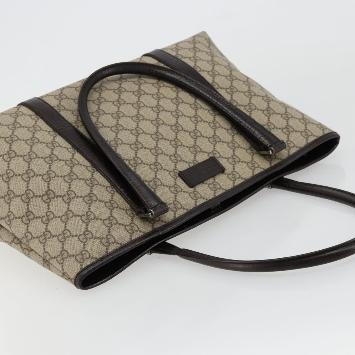 GUCCI GG Supreme Tote Bag PVC Beige Silver 114595 Auth kk671