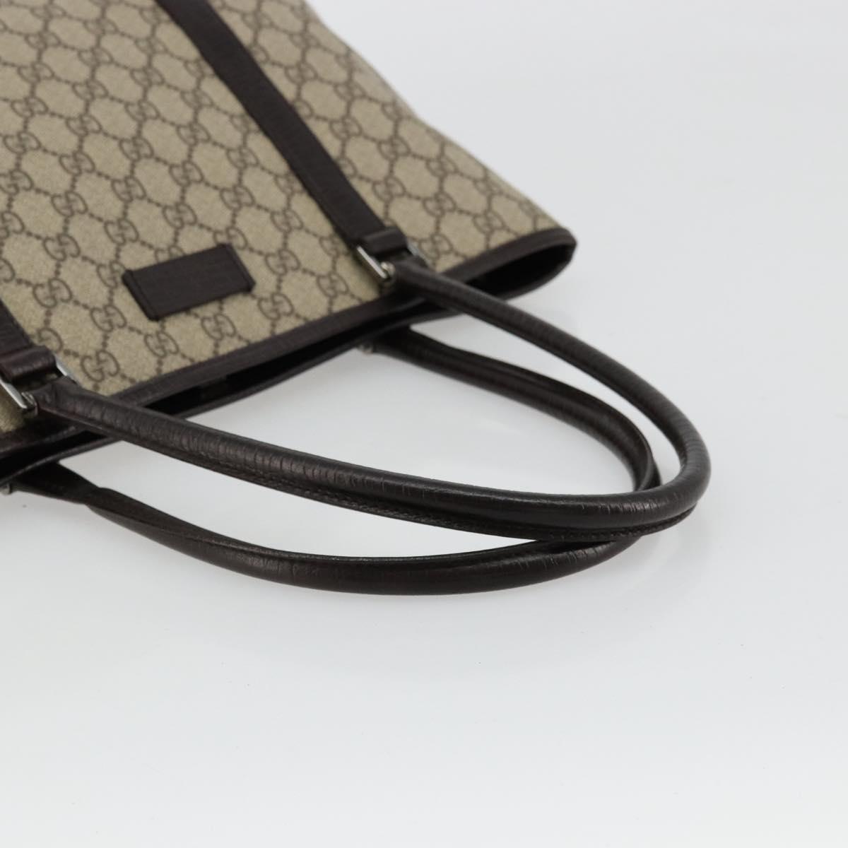 GUCCI GG Supreme Tote Bag PVC Beige Silver 114595 Auth kk671