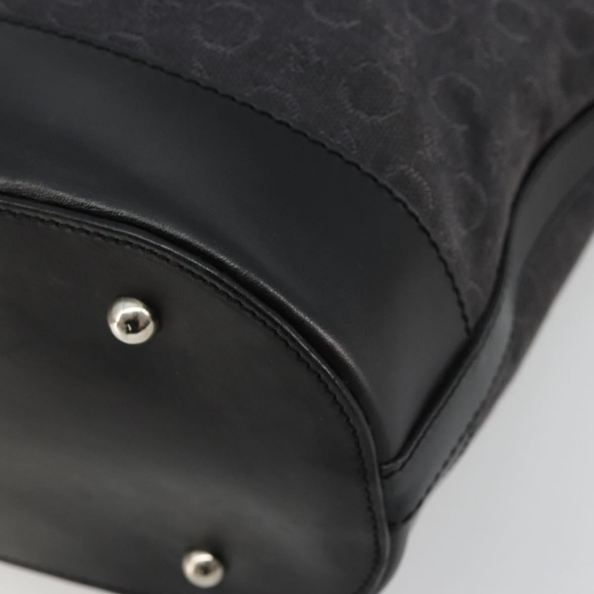 CELINE C Macadam Canvas Tote Bag Black Silver Auth kk672