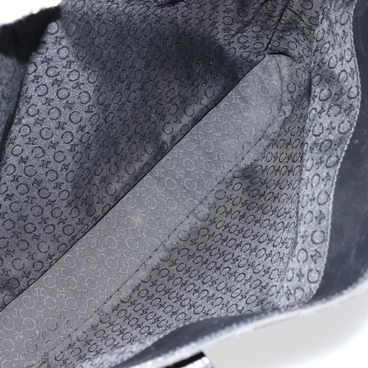 CELINE C Macadam Canvas Tote Bag Black Silver Auth kk672