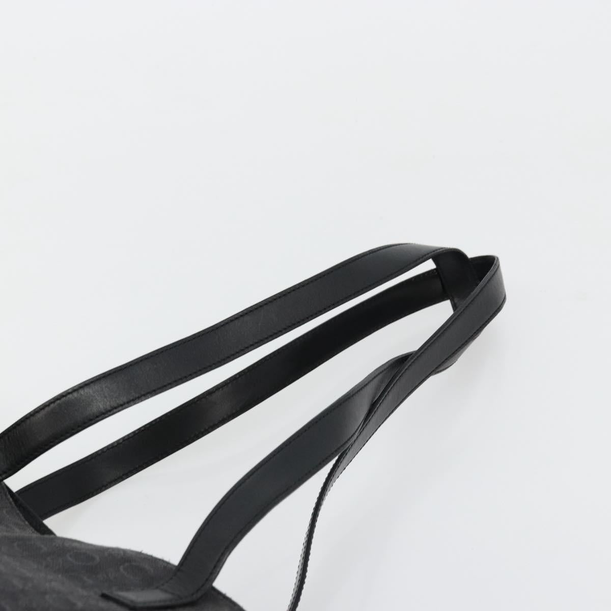 CELINE C Macadam Canvas Tote Bag Black Silver Auth kk672
