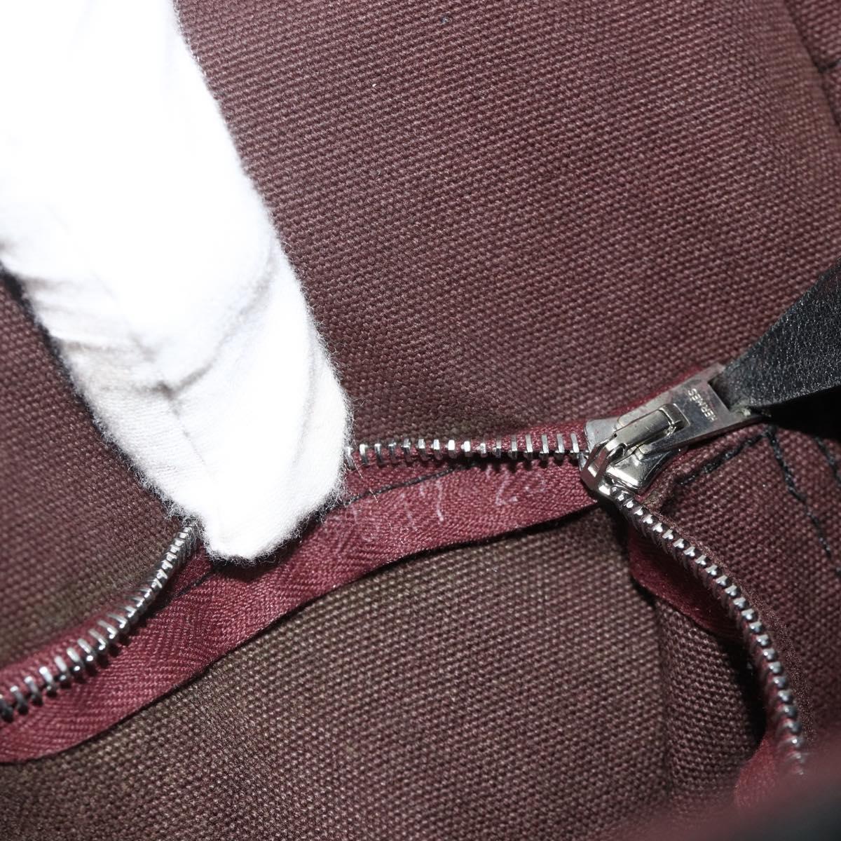 HERMES Fourre Tout Bassas PM Shoulder Bag Cotton Bordeaux Silver Auth kk674