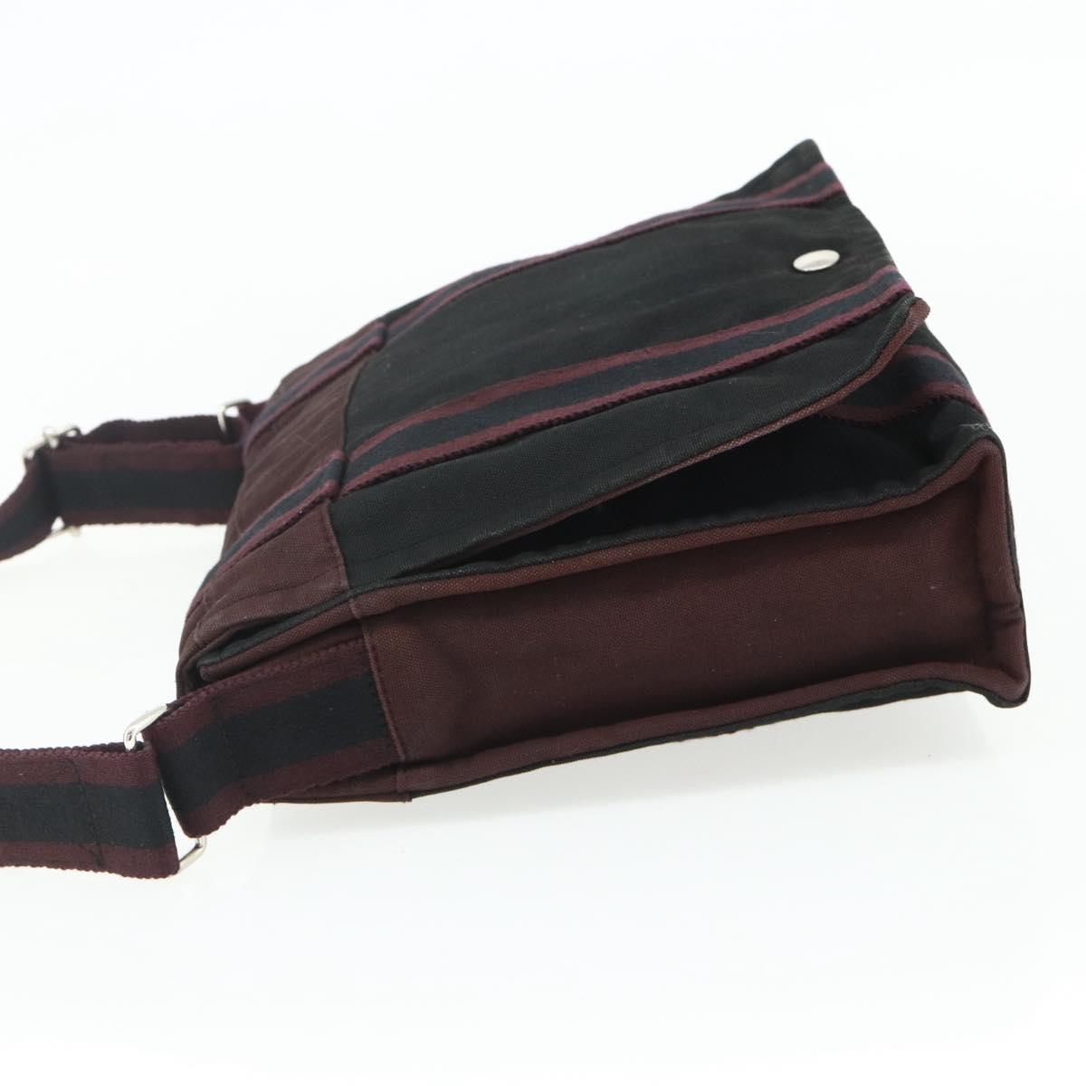 HERMES Fourre Tout Bassas PM Shoulder Bag Cotton Bordeaux Silver Auth kk674