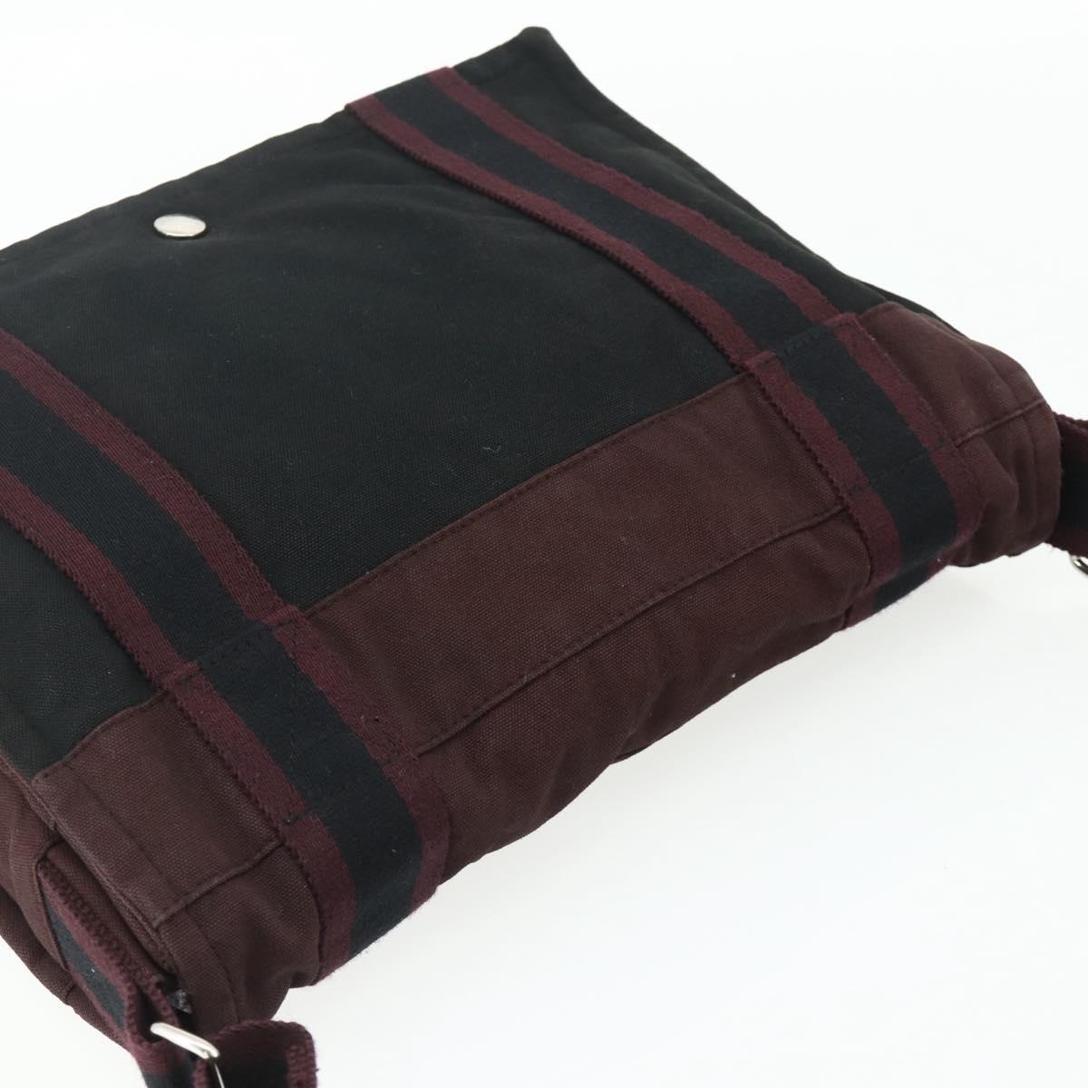 HERMES Fourre Tout Bassas PM Shoulder Bag Cotton Bordeaux Silver Auth kk674
