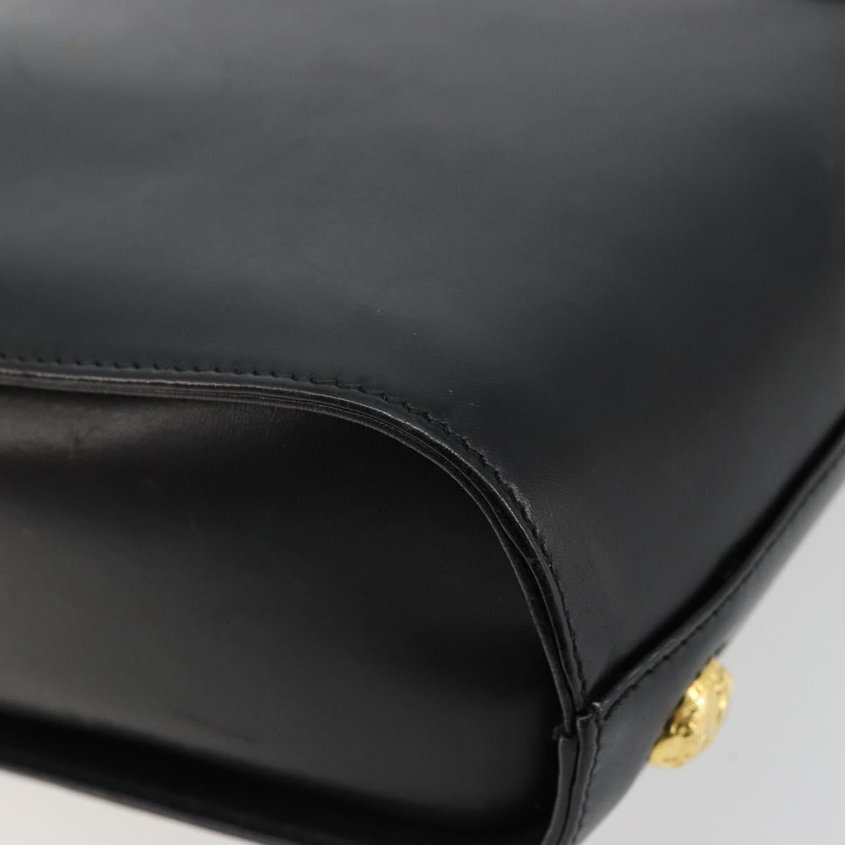 Salvatore Ferragamo Shoulder Bag Leather Black Gold Auth kk677