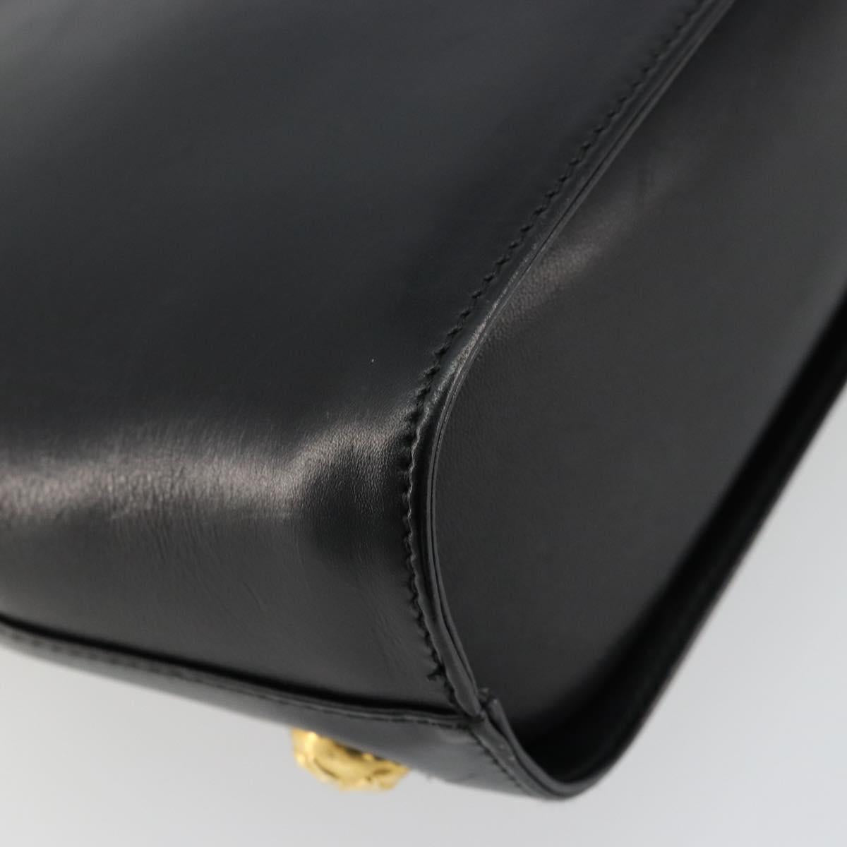 Salvatore Ferragamo Shoulder Bag Leather Black Gold Auth kk677