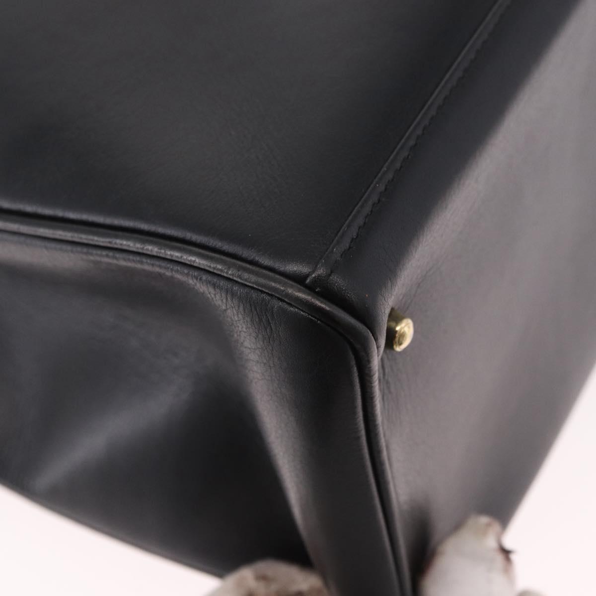 GUCCI Bamboo Hand Bag Leather 2way Black Gold 002 2855 0322 0 Auth kk684
