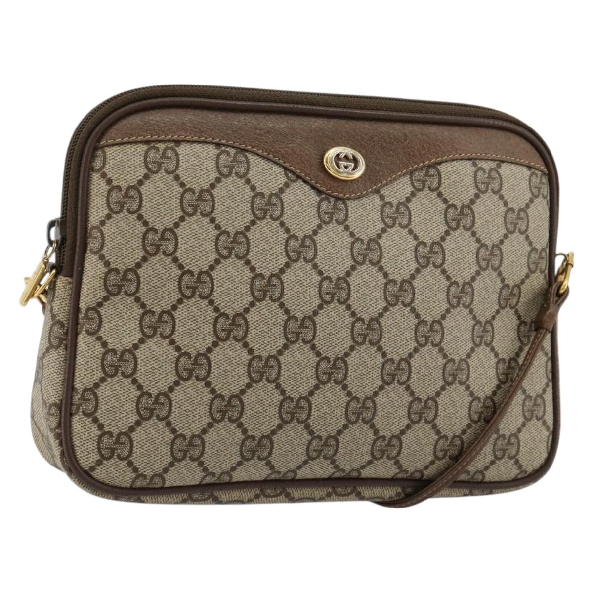 GUCCI GG Supreme Shoulder Bag PVC Beige Gold 97 02 068 Auth kk685