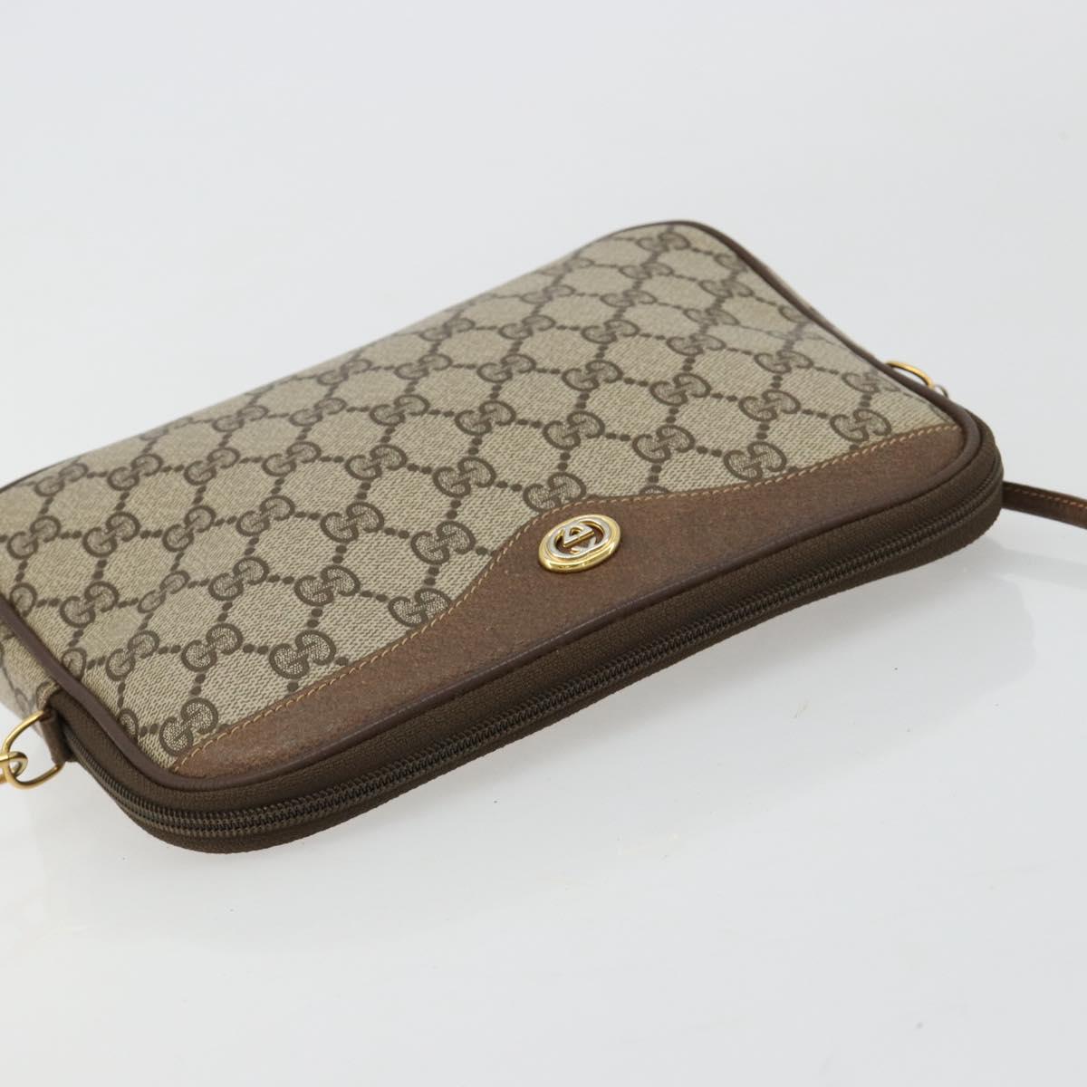 GUCCI GG Supreme Shoulder Bag PVC Beige Gold 97 02 068 Auth kk685