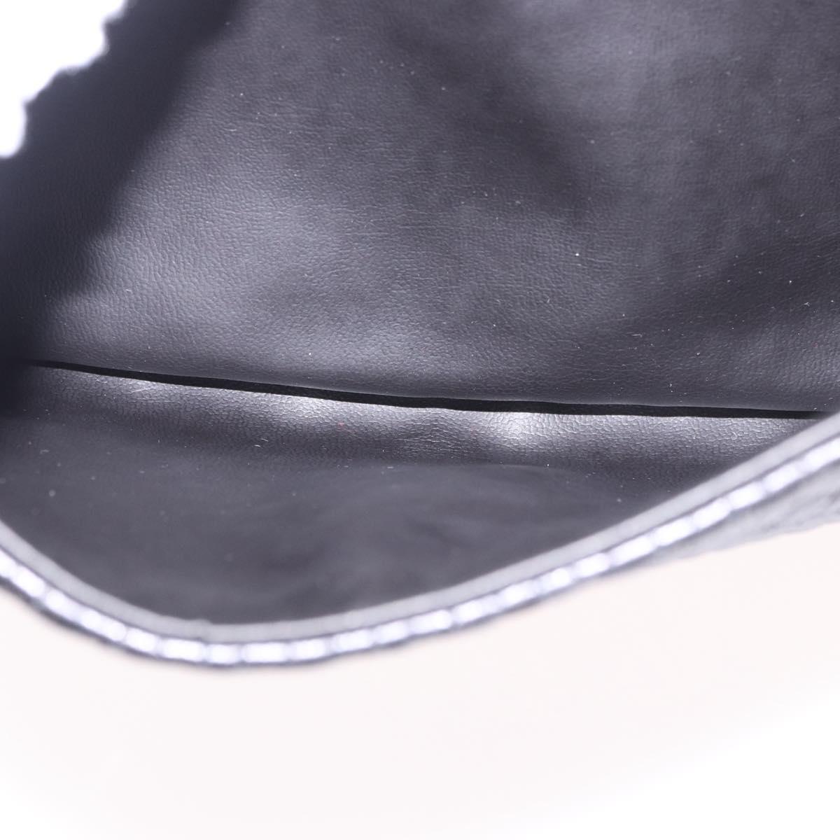 BALLY Chain Shoulder Bag Leather Black Gold Auth kk687A