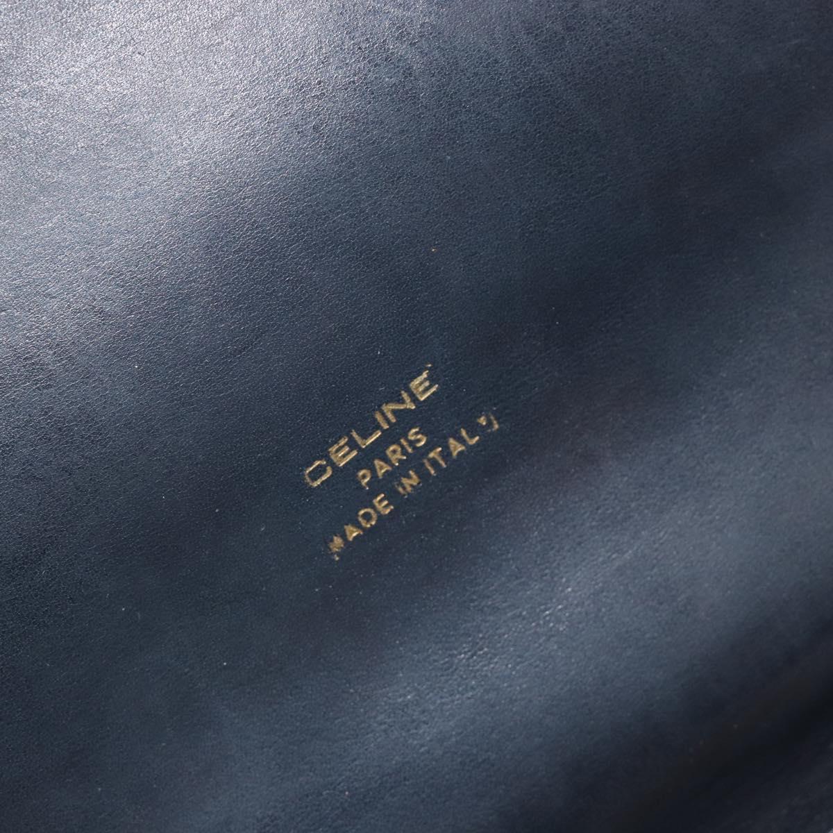 CELINE C Sulky Shoulder Bag Canvas Navy Gold Auth kk689