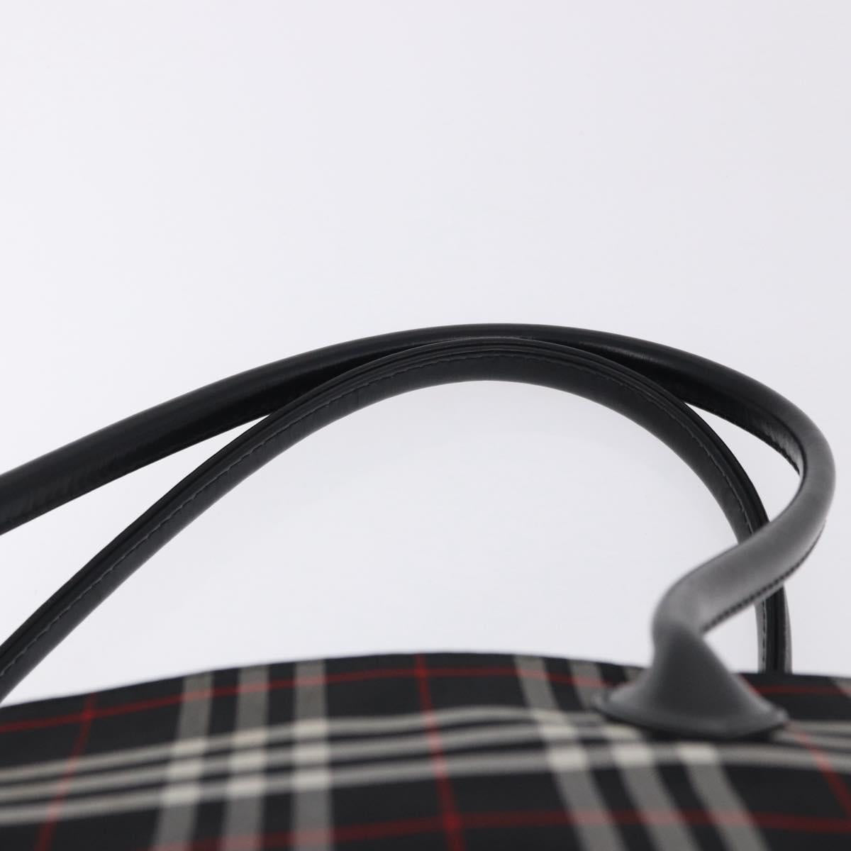 Burberrys Nova Check Blue Label Tote Bag Nylon Black Silver Auth kk690A
