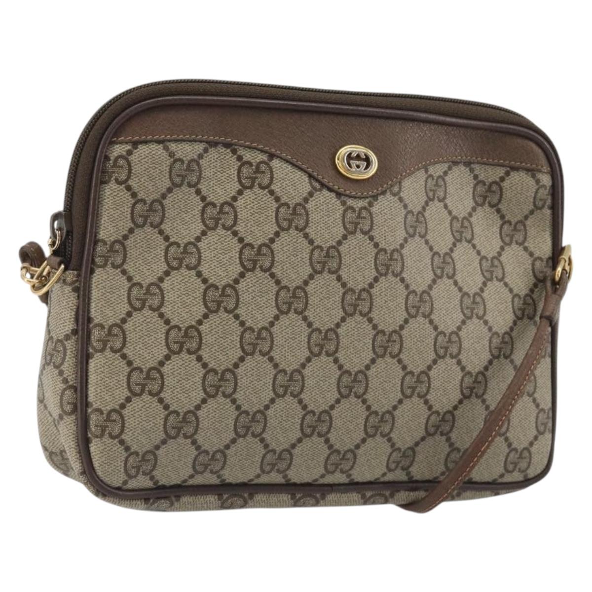 GUCCI GG Supreme Shoulder Bag PVC Beige Gold 97 02 068 Auth kk692
